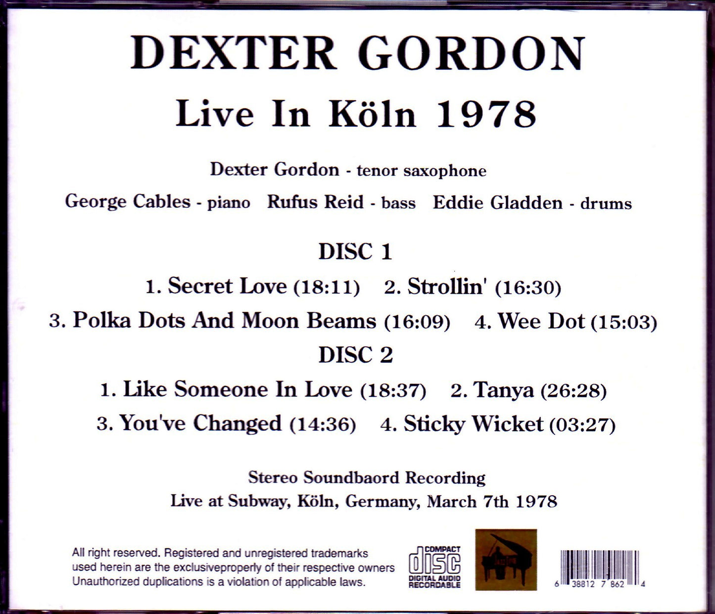 Dexter Gordon/Germany 1978