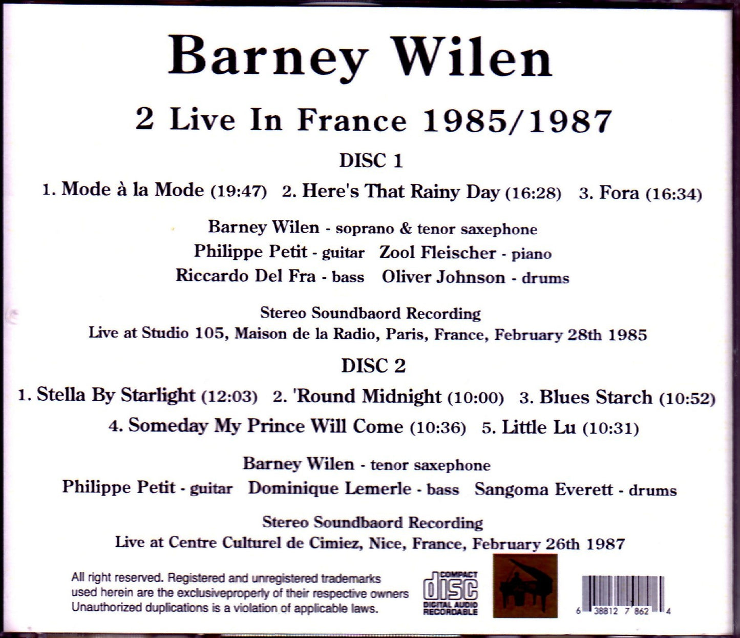 Barney Wilen/France 1985・1987