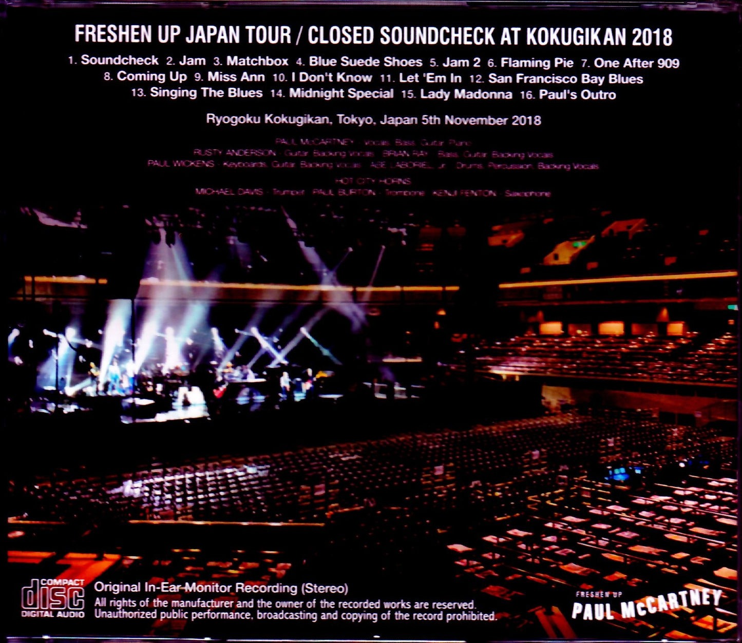 Paul McCartney/Tokyo,Japan 11.5.2018 Soundcheck IEM Rec. Ver.
