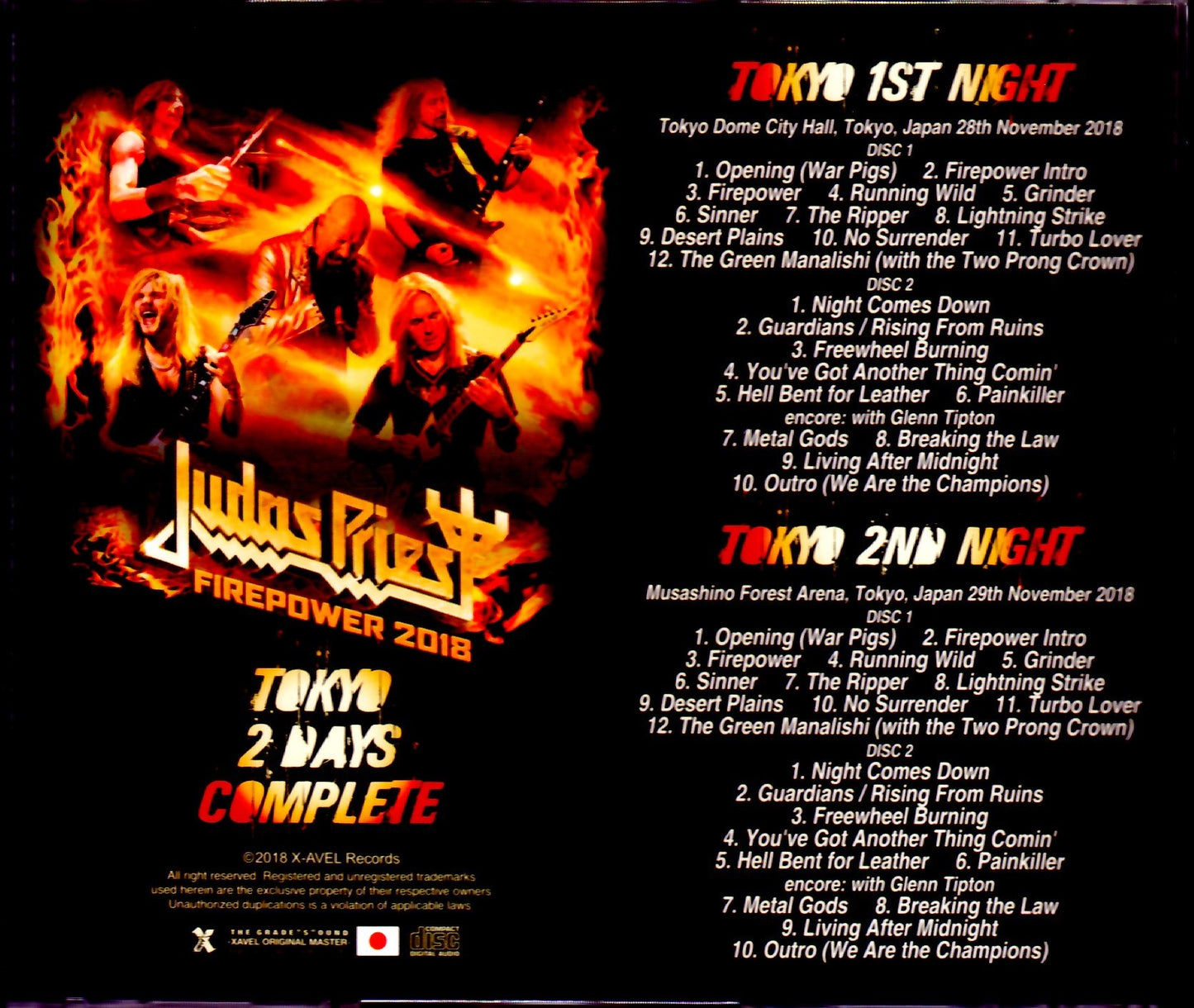 Judas Priest/Tokyo,Japan 2018 2 Days Complete IEM Matrix Ver.