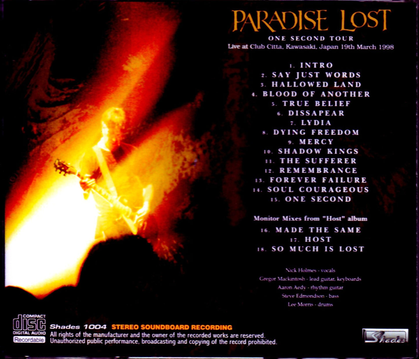 Paradise Lost/Kanagawa,Japan 1998