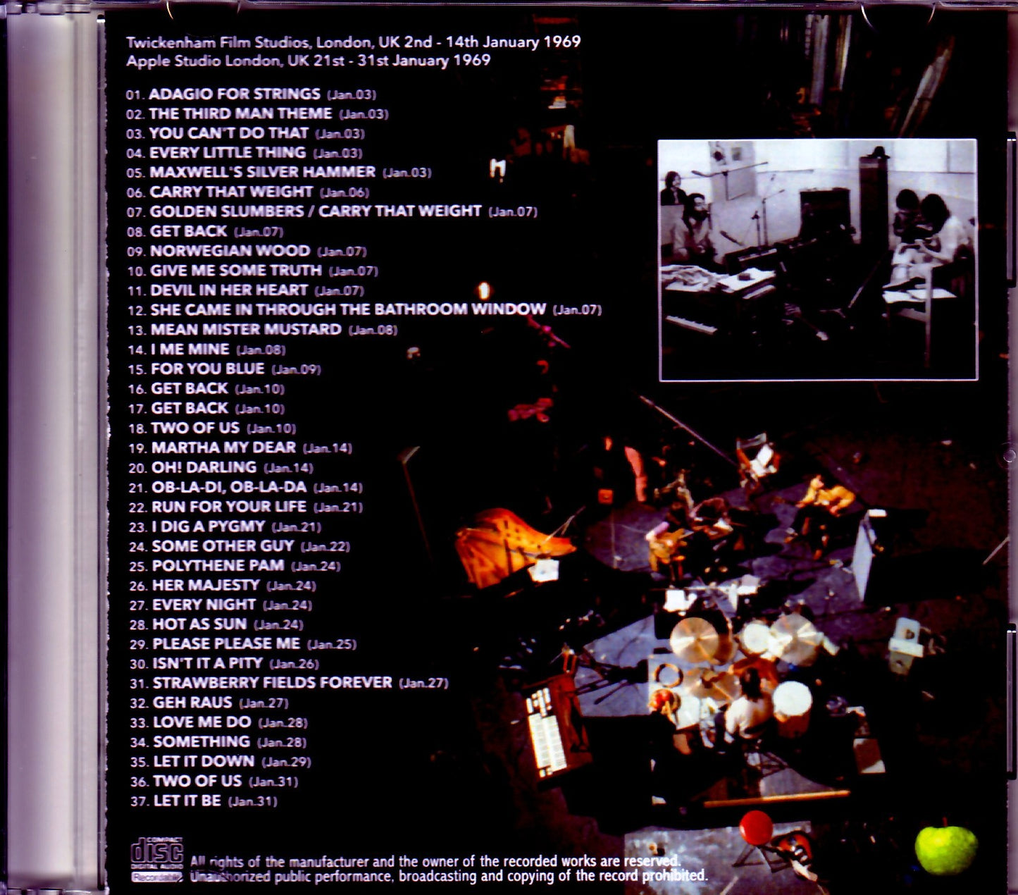Beatles/Twickenham Film Studios, London, UK 2nd-14th January 1969 & more