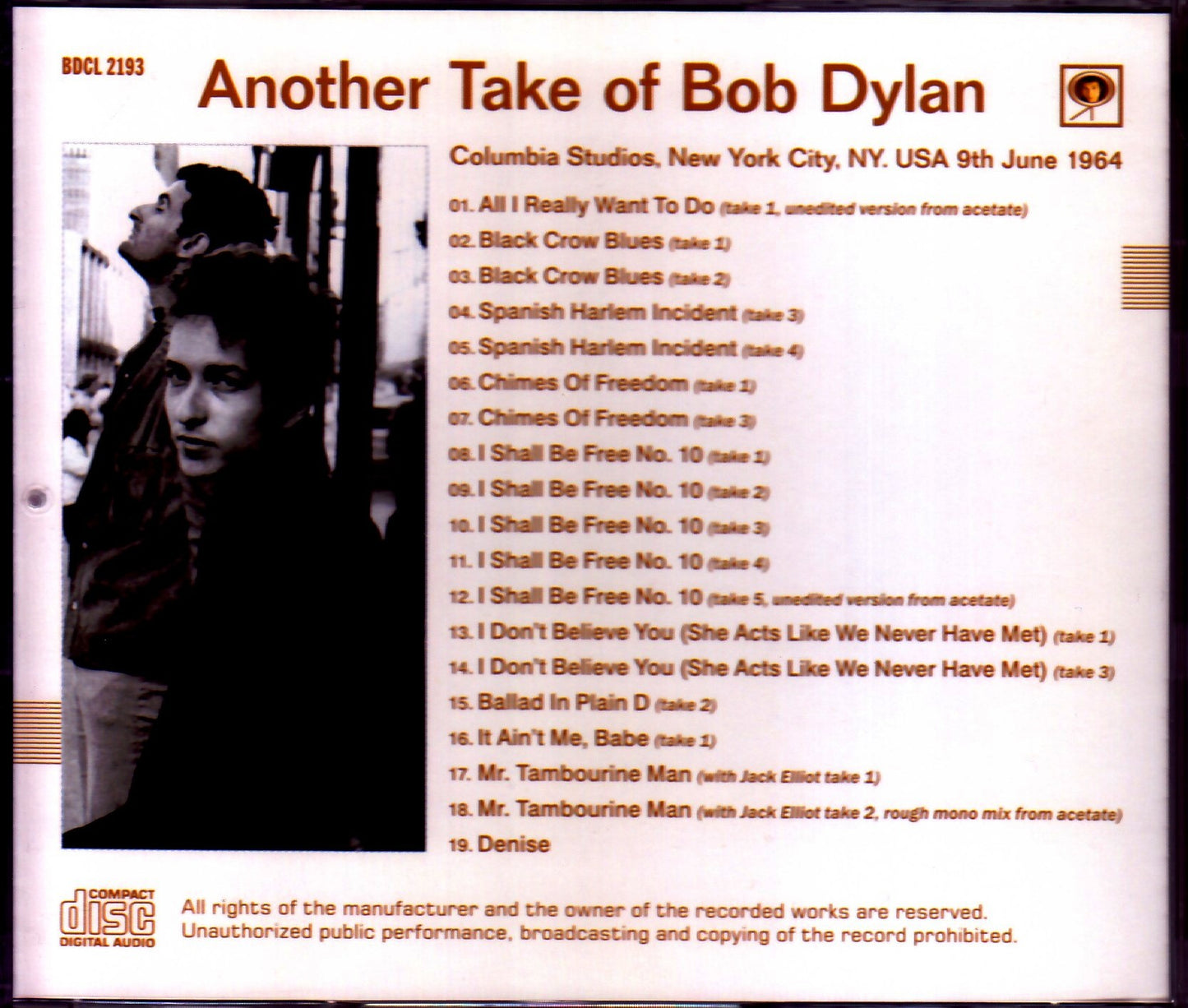 Bob Dylan/NY,USA 1964 Another Take Ver.