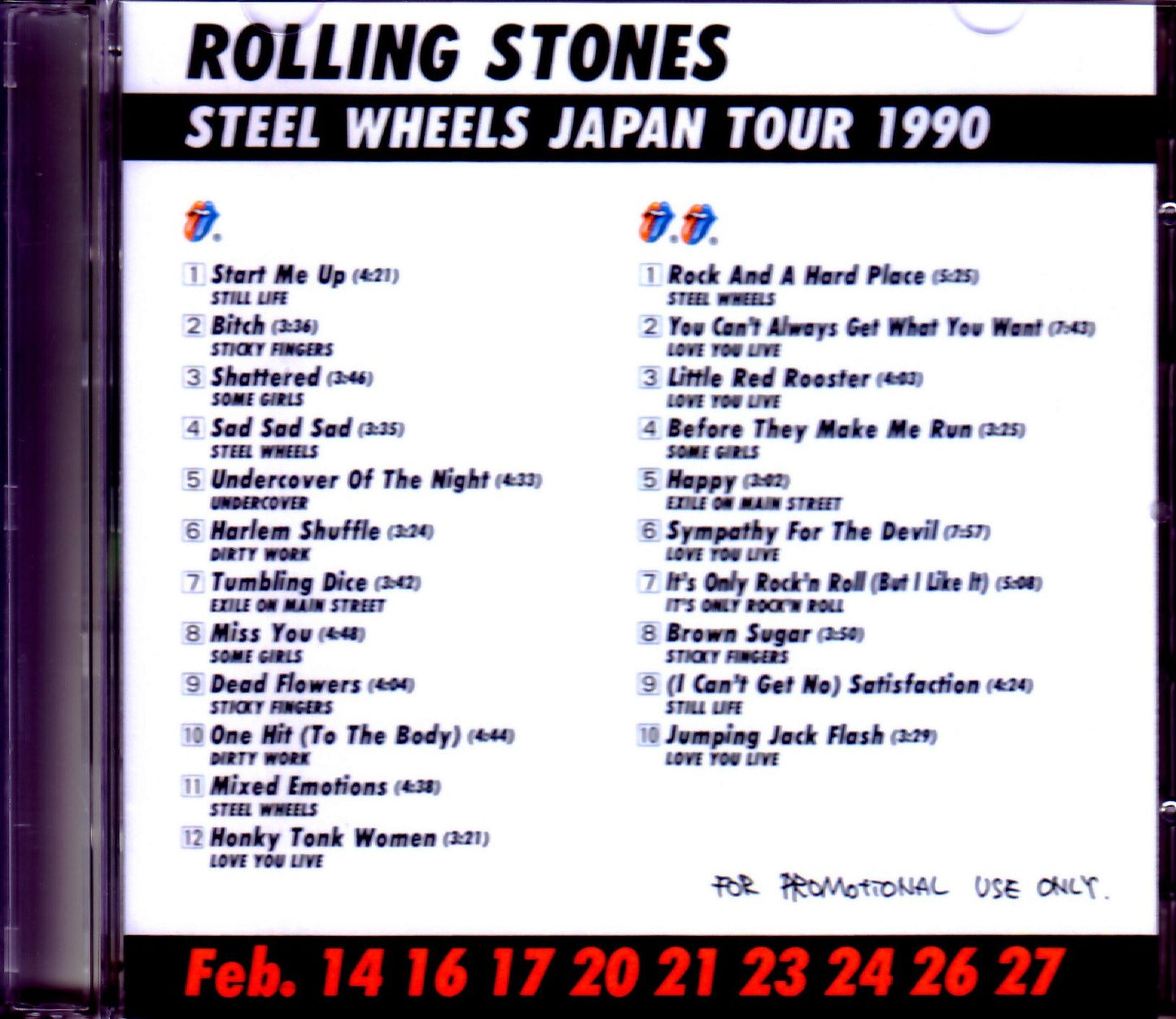 Rolling Stones/Steel Wheels Japan Tour Japanese Promo Only