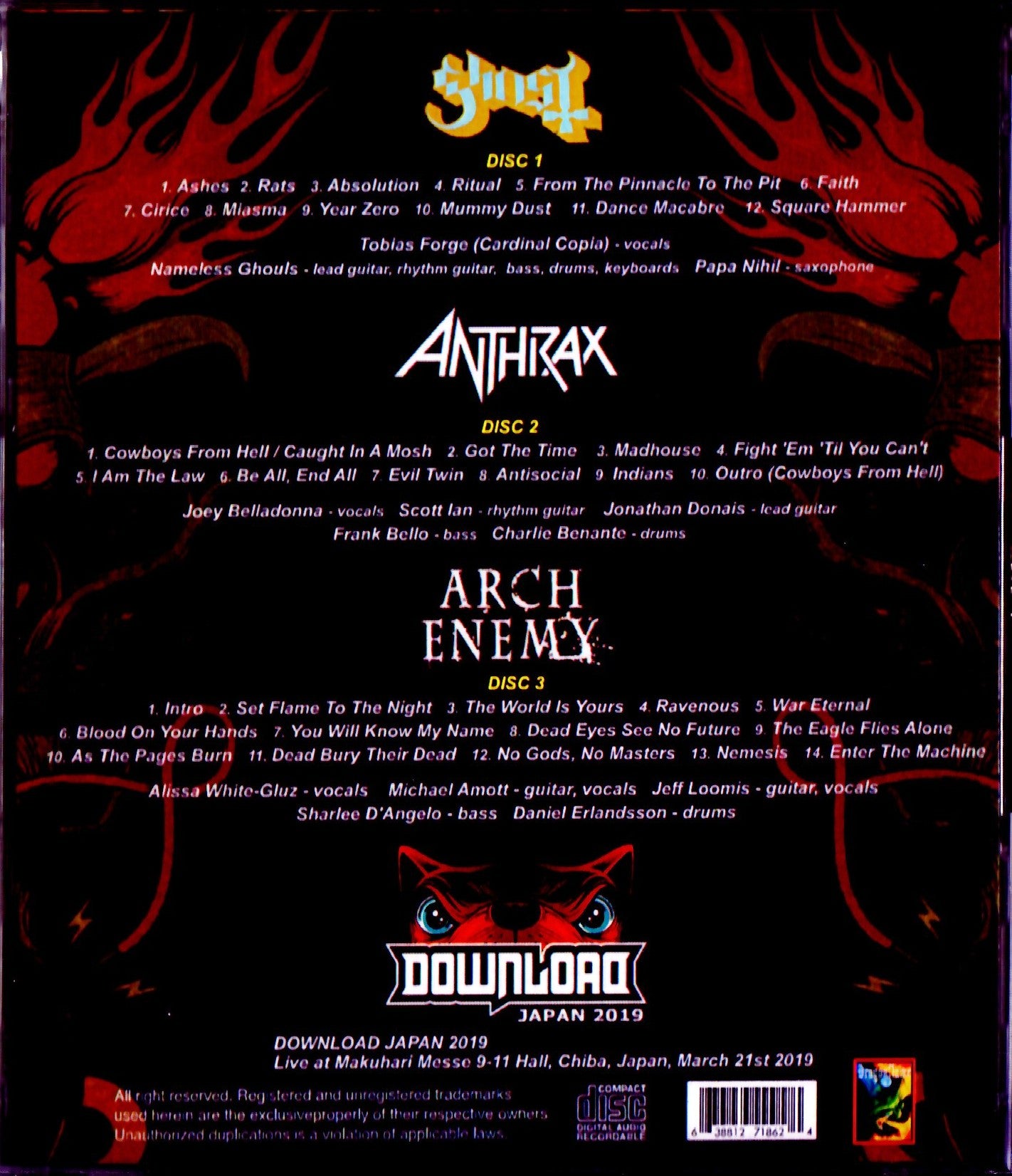 Ghost,Anthrax,Arch Enemy/Chiba,Japan 2019