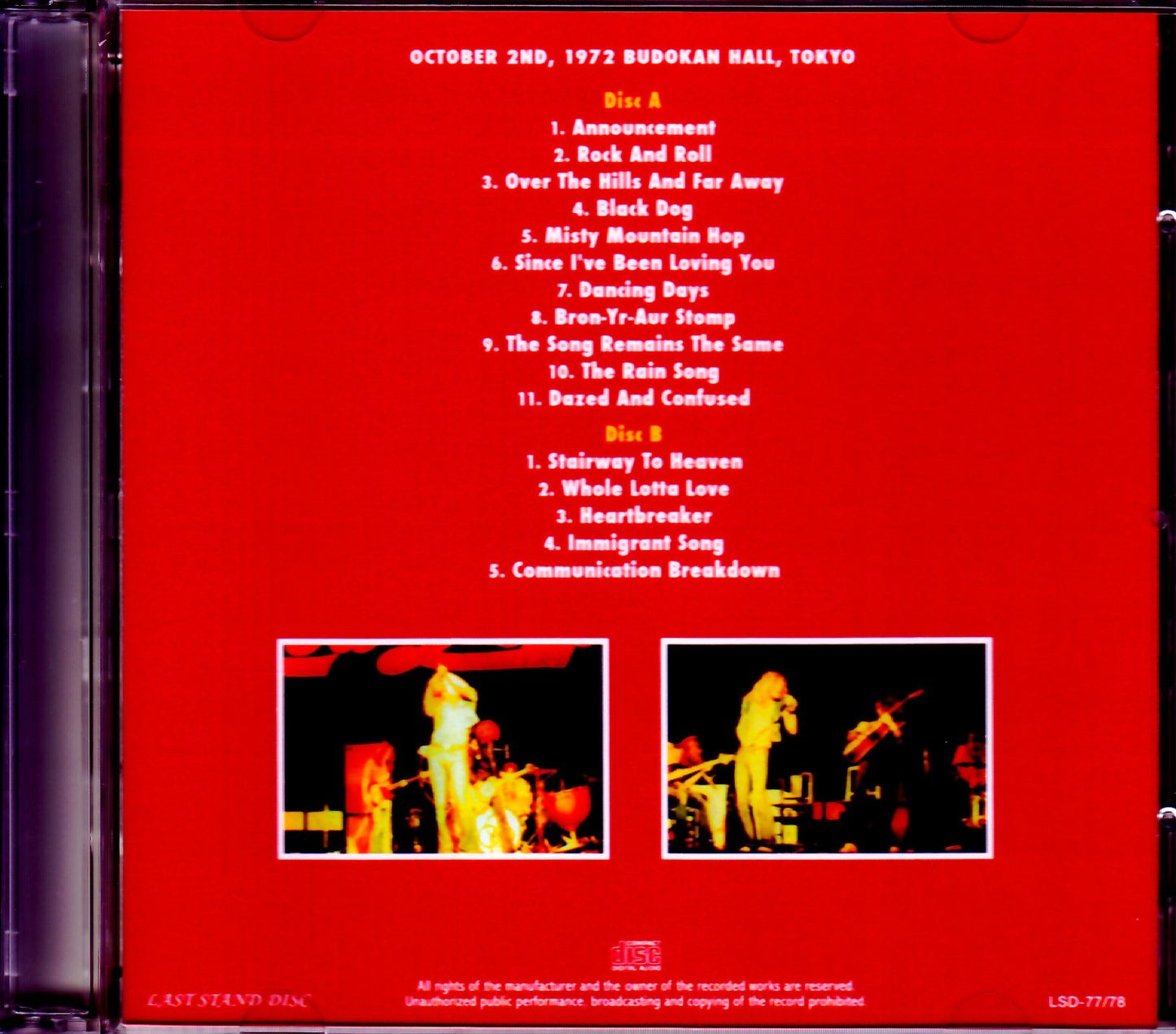 Led Zeppelin/Tokyo,Japan 10.2.1972