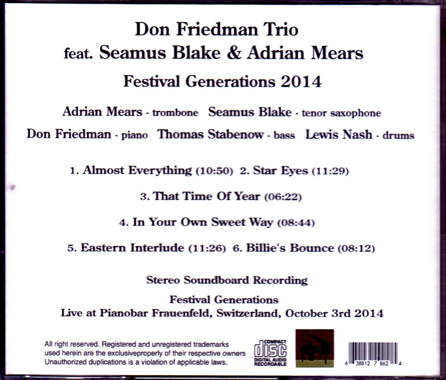 Don Friedman Trio/Switzerland 2014