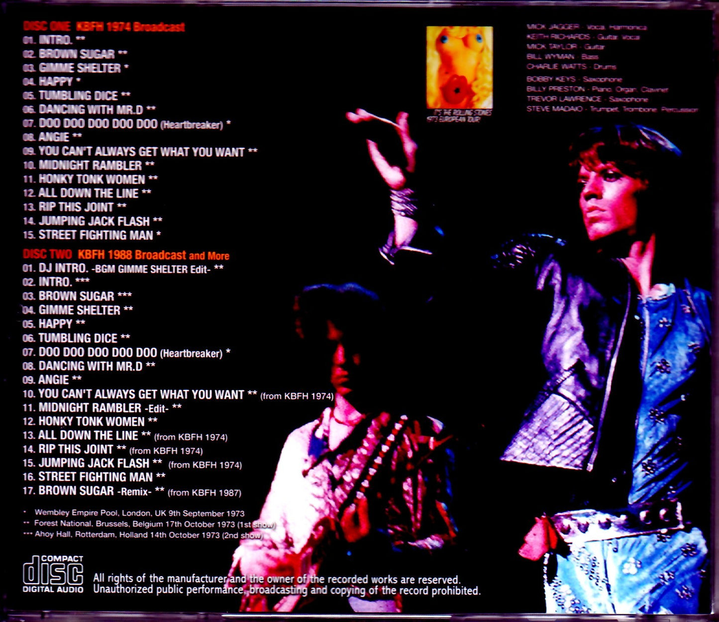 Rolling Stones/London,UK 1973 & more KBFH Broadcast