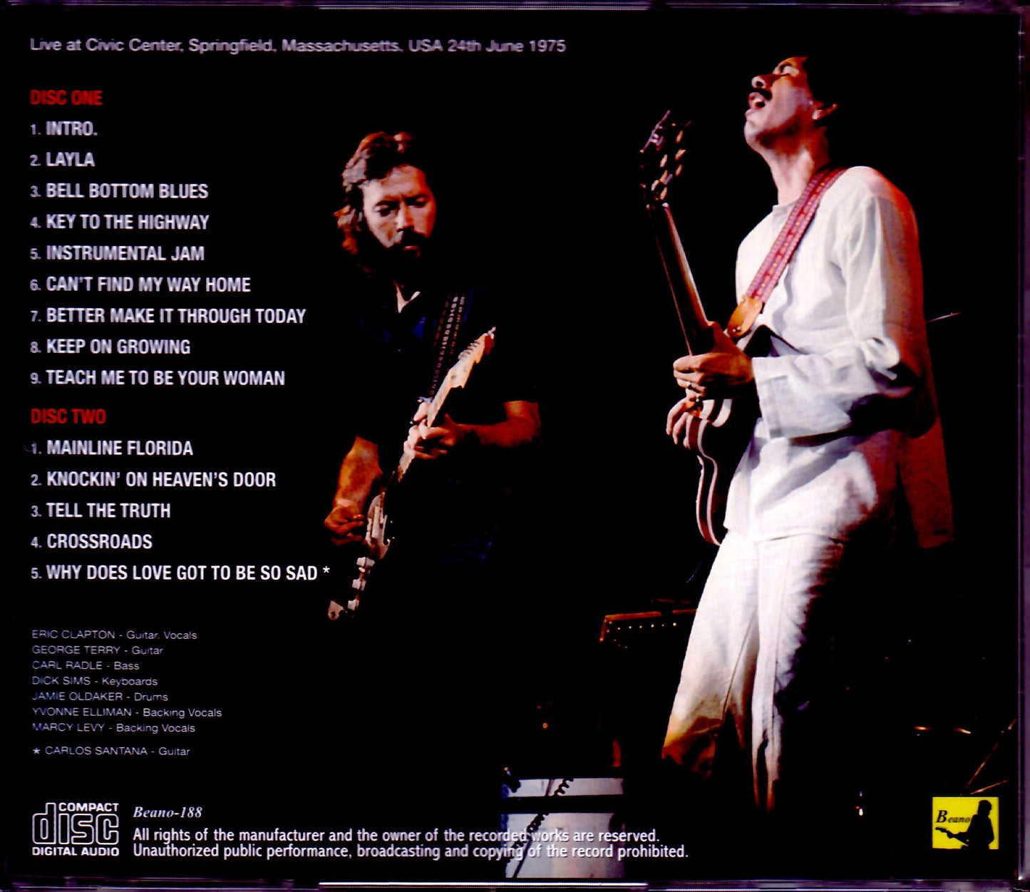 Eric Clapton/MA,USA 1975 Upgrade