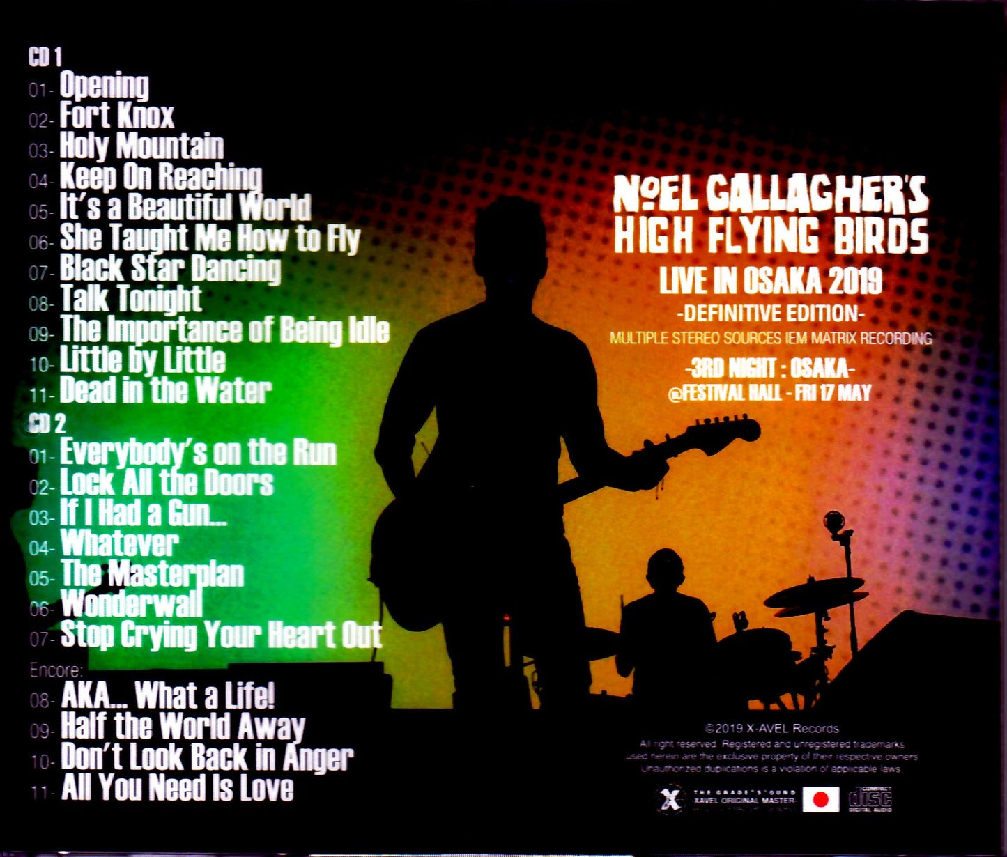 Noel Gallagher's High Flying Birds/Osaka,Japan 2019 IEM Matrix Ver.