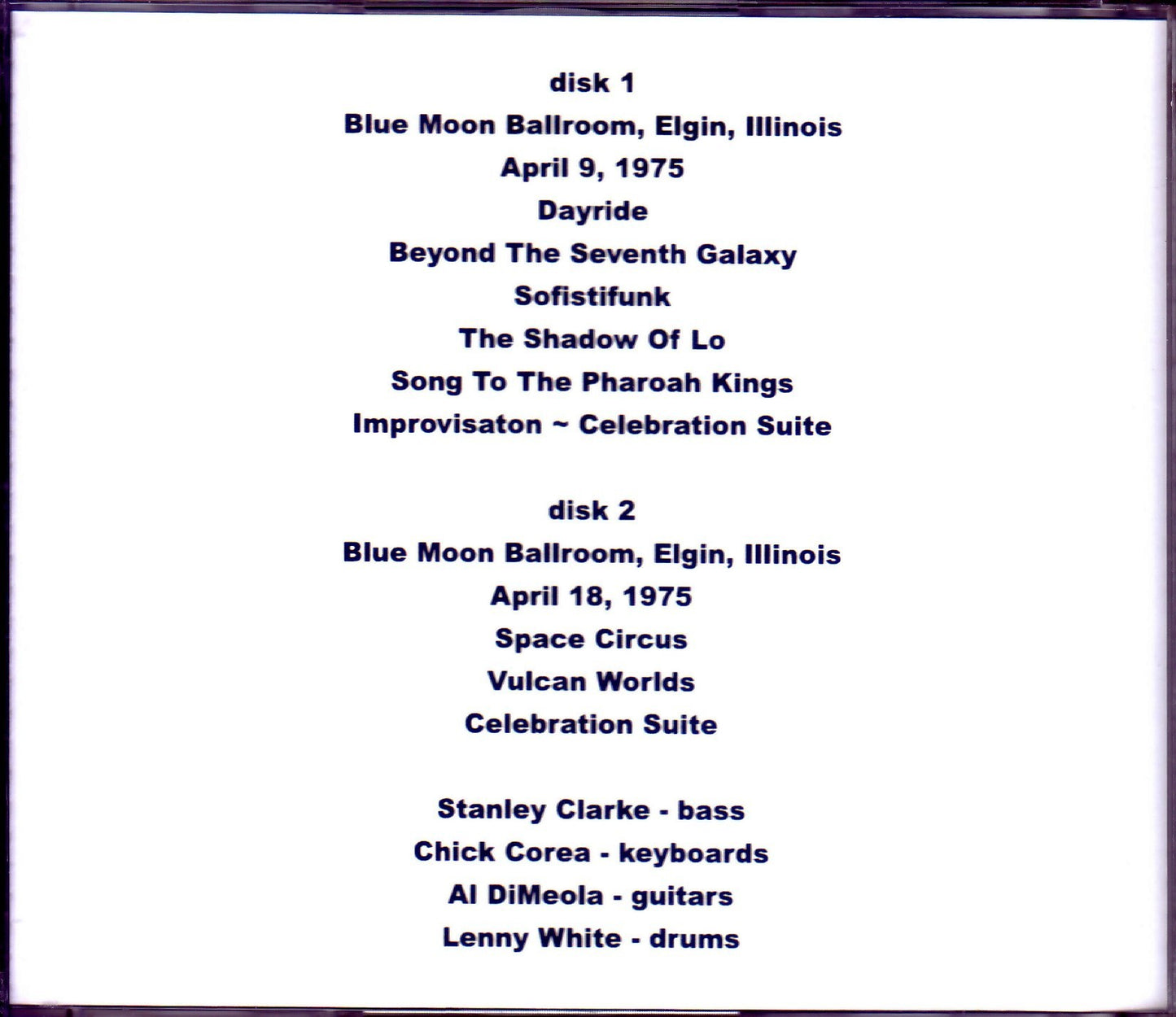 Return to Forever/IL,USA 1975 2 Days