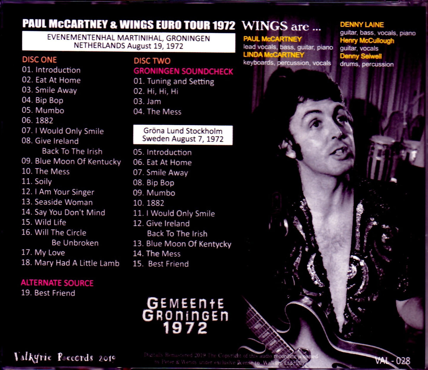 Paul McCartney,Wings/Netherlands 1972 & SC