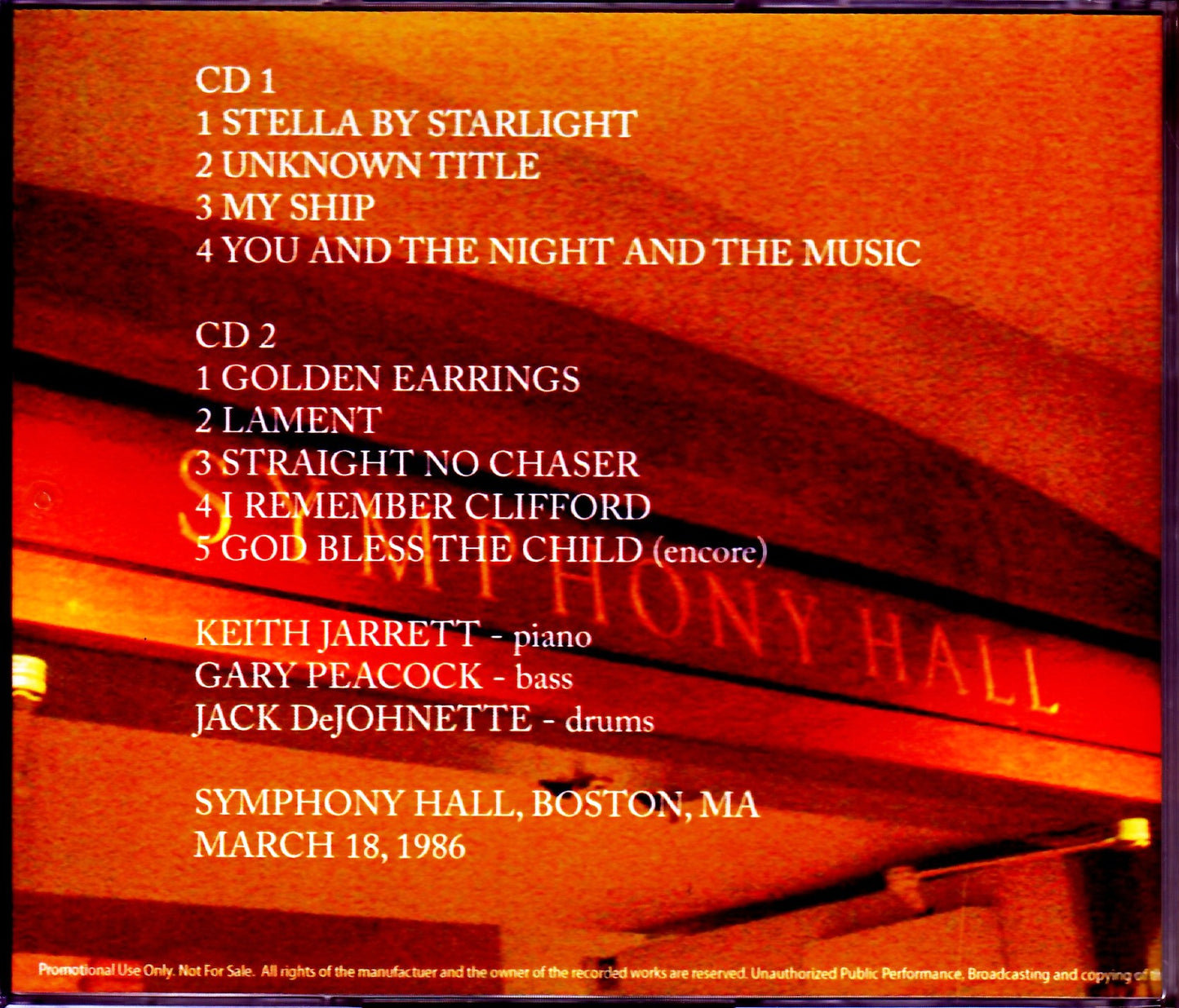 Keith Jarrett Trio/MA,USA 1986