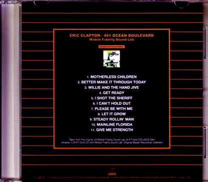 Eric Clapton/461 Ocean Boulevard Original US Mobile Fidelity Sound Lab