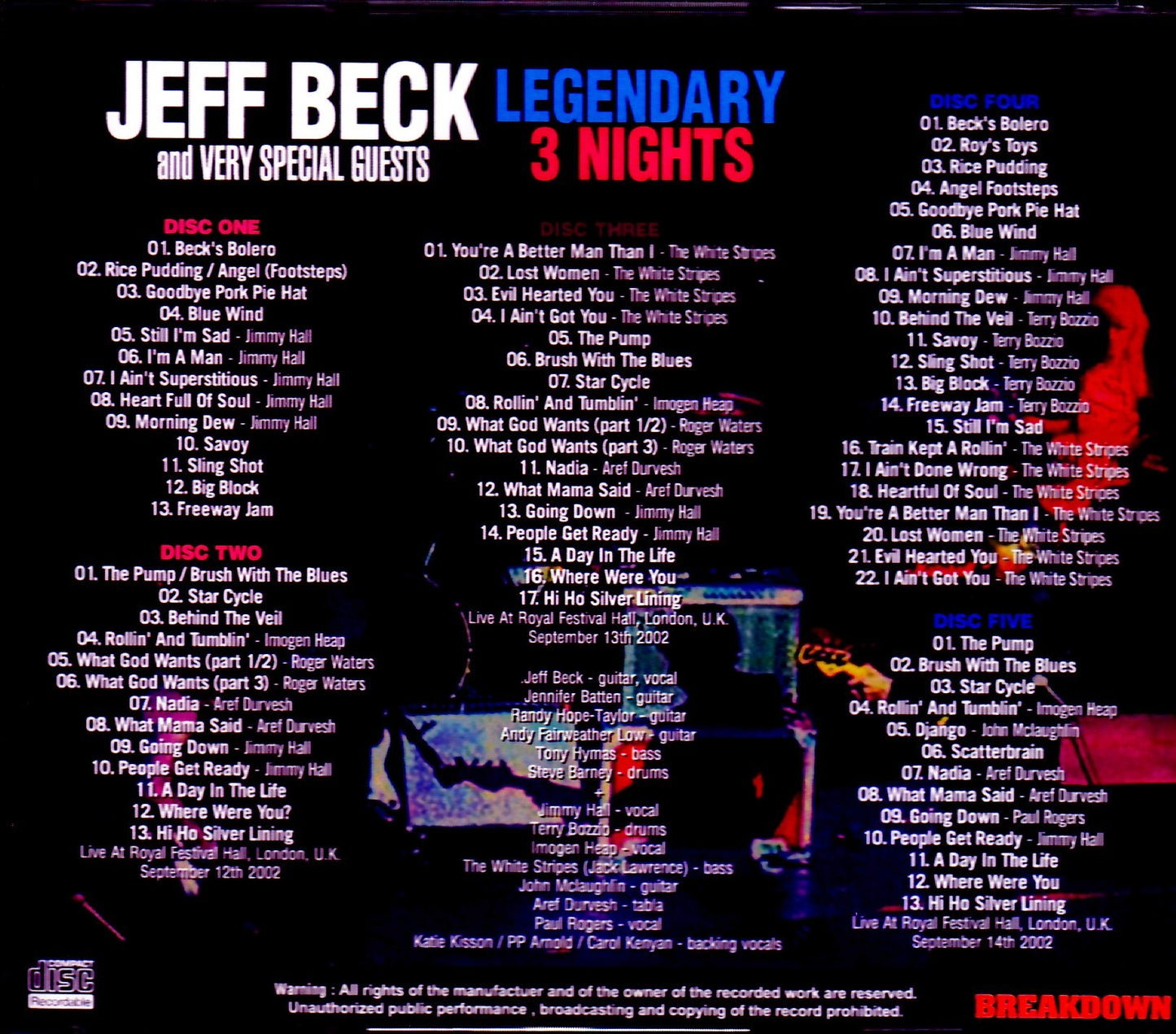 Jeff Beck and Very Special Guests/London,UK 2002 3 Days