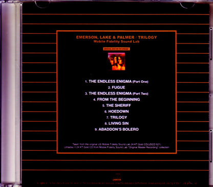 EL & P Emerson,Lake & Palmer/Trilogy Original US Mobile Fidelity Sound Lab