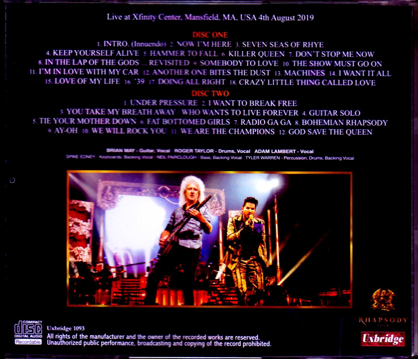 Queen,Adam Lambert/MA,USA 2019