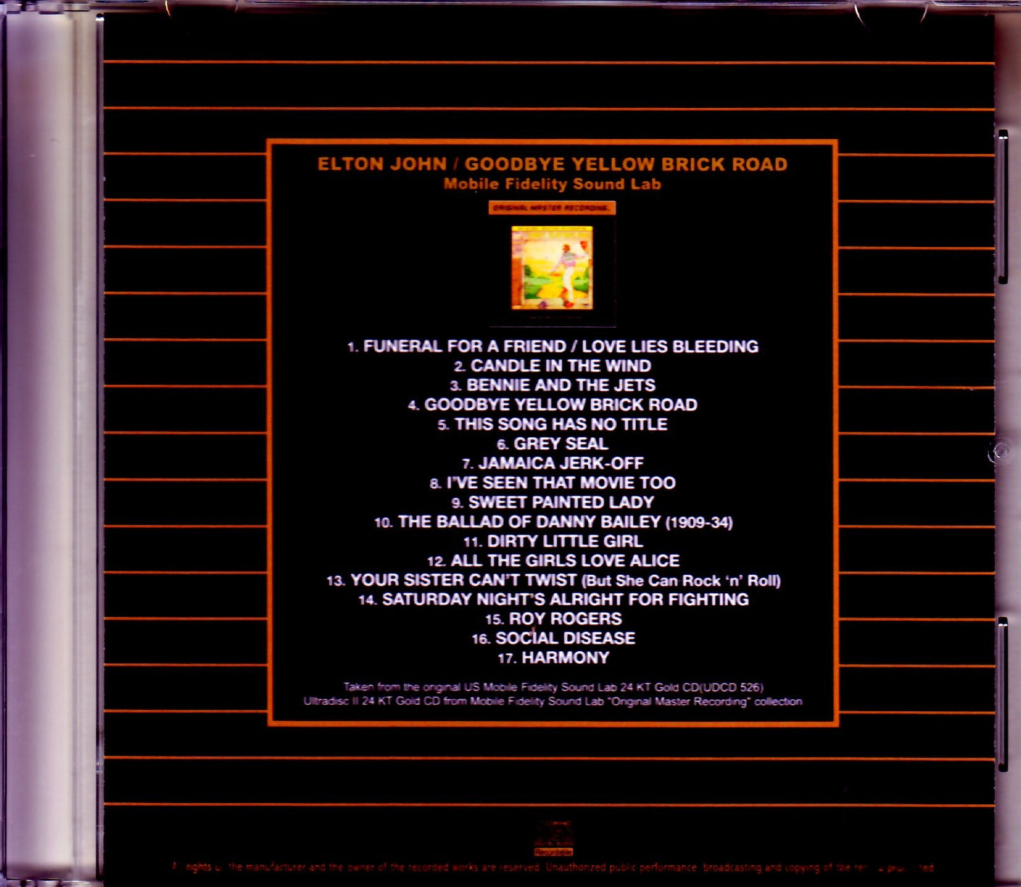 Elton John/Goodbye Yellow Brick Road Original US Mobile Fidelity Sound Lab