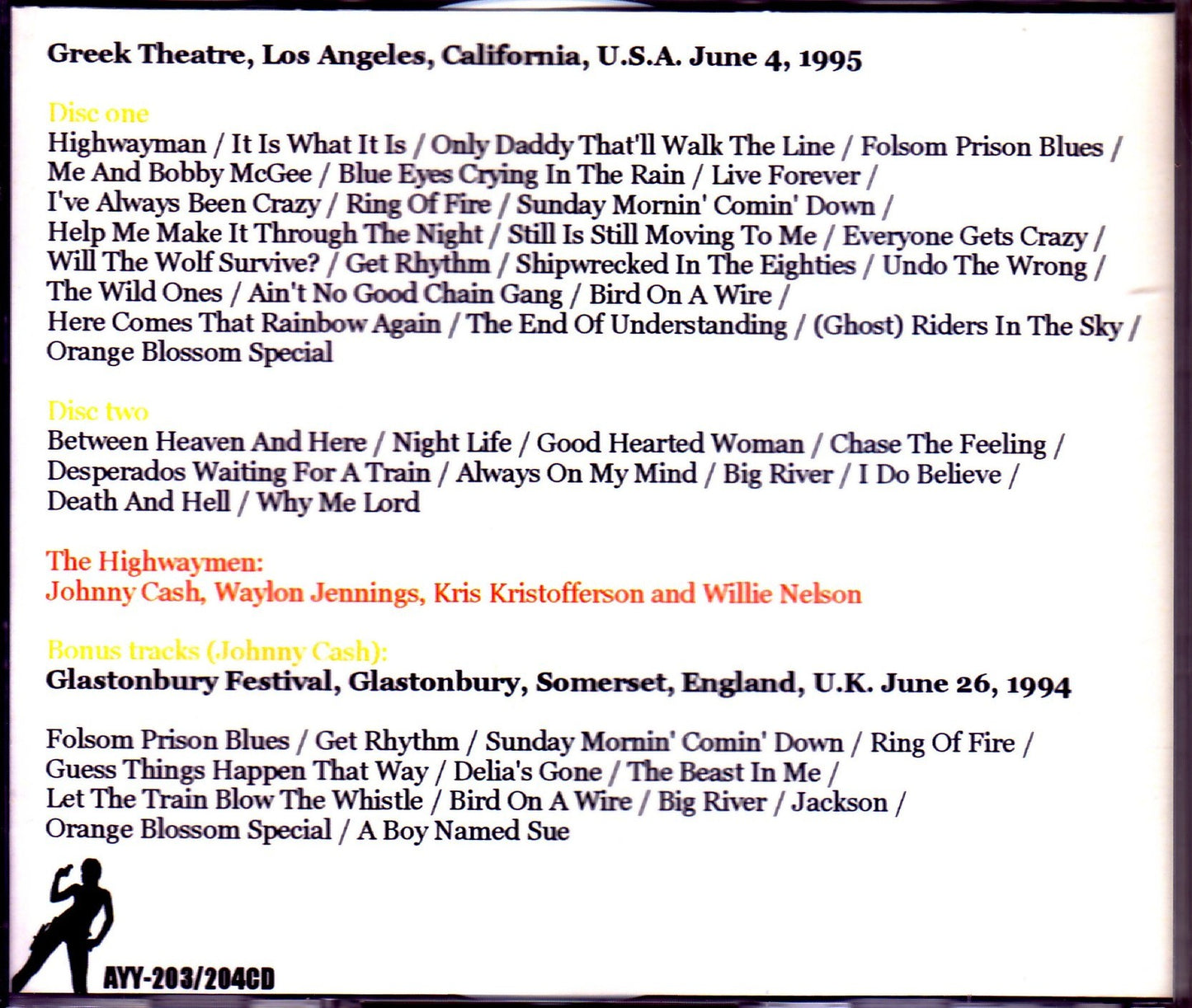Highwaymen, Johnny Cash, Willie Nelson/CA, USA 1995 & more