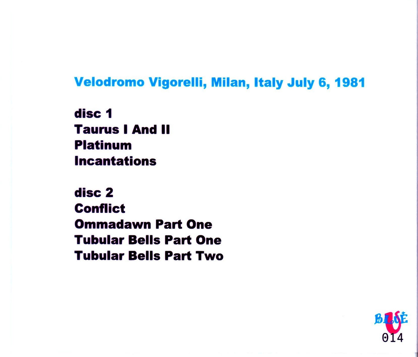 Mile Oldfield/Italy 1981