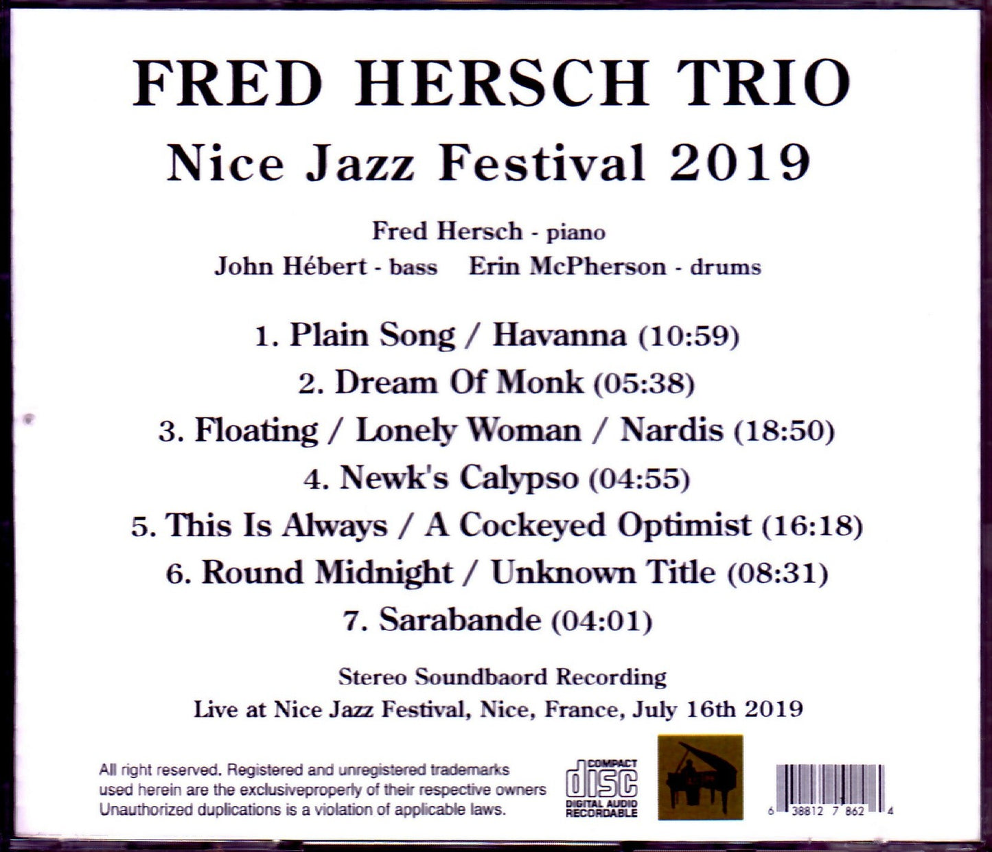 Fred Hersch Trio/France 2019