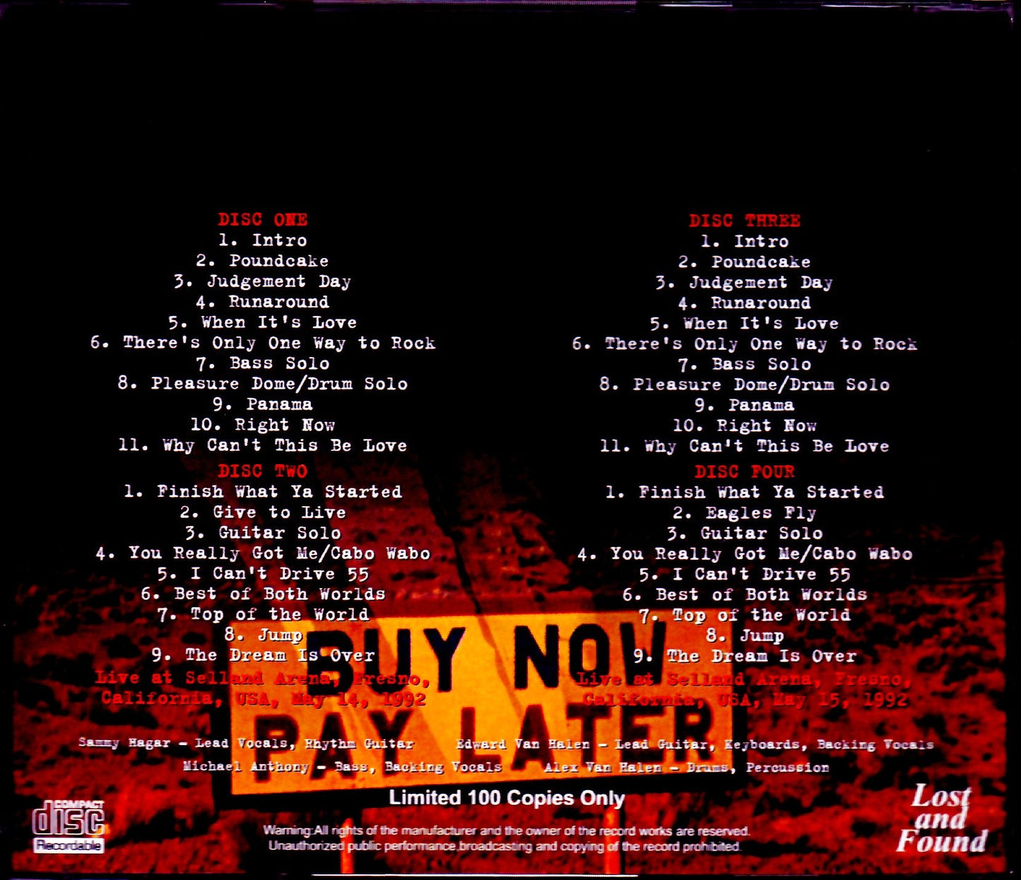 Van Halen/CA,USA 1992 2 Days Complete