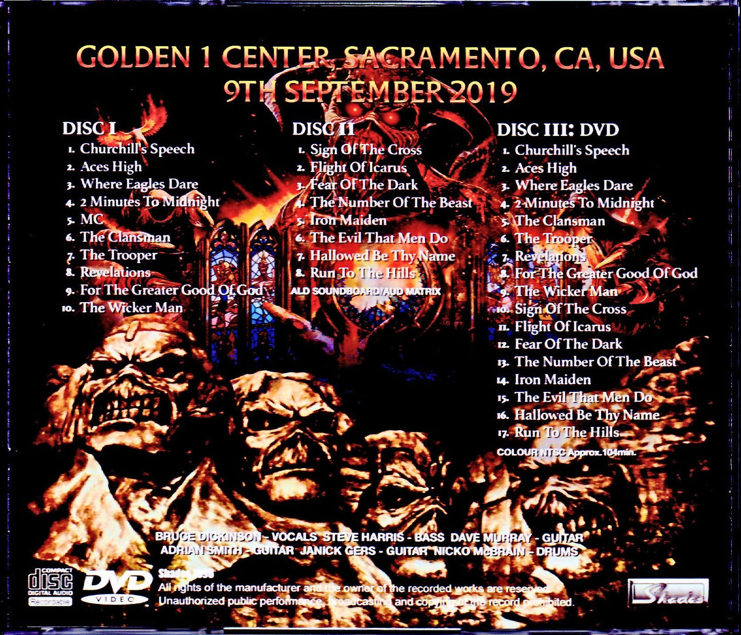 Iron Maiden/CA,USA 2019 ALD・AUD Matrix Ver.