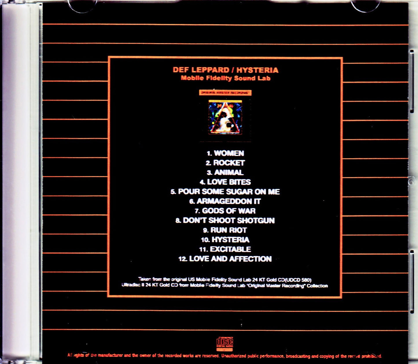 Def Leppard/Hysteria Original US Mobile Fidelity Sound Lab