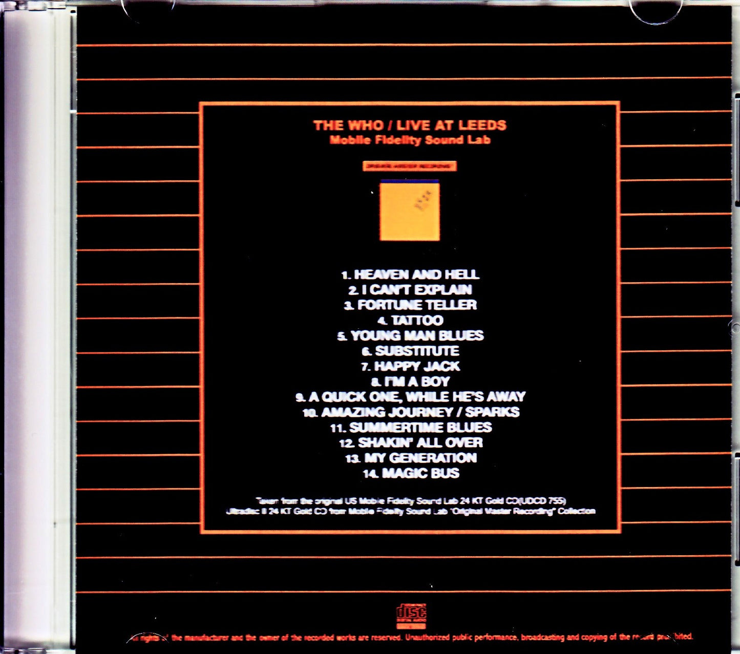 The Who/Live at Leeds Original US Mobile Fidelity Sound Lab