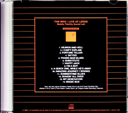 The Who/Live at Leeds Original US Mobile Fidelity Sound Lab