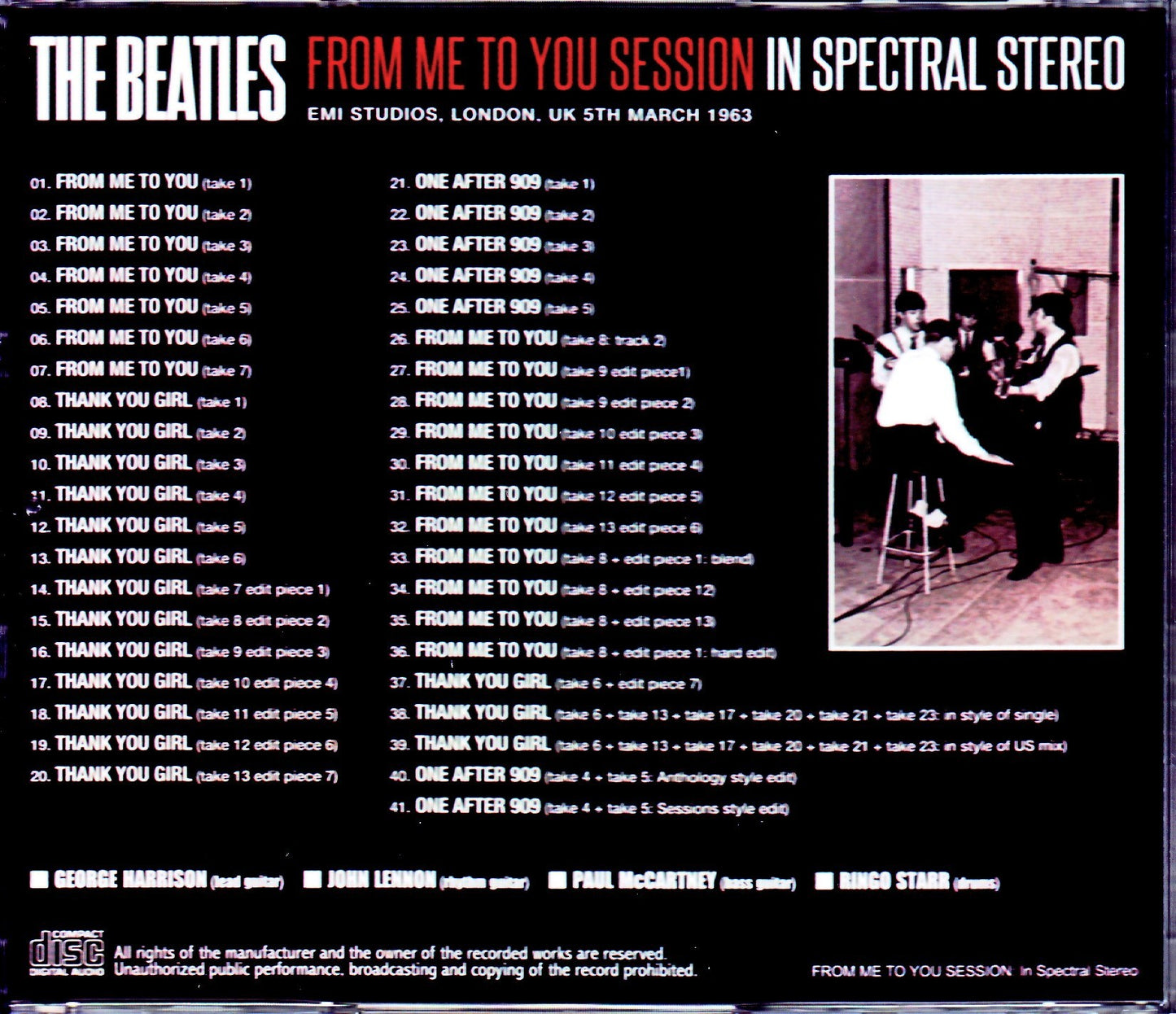 Beatles/From me to You Session London,UK 1963
