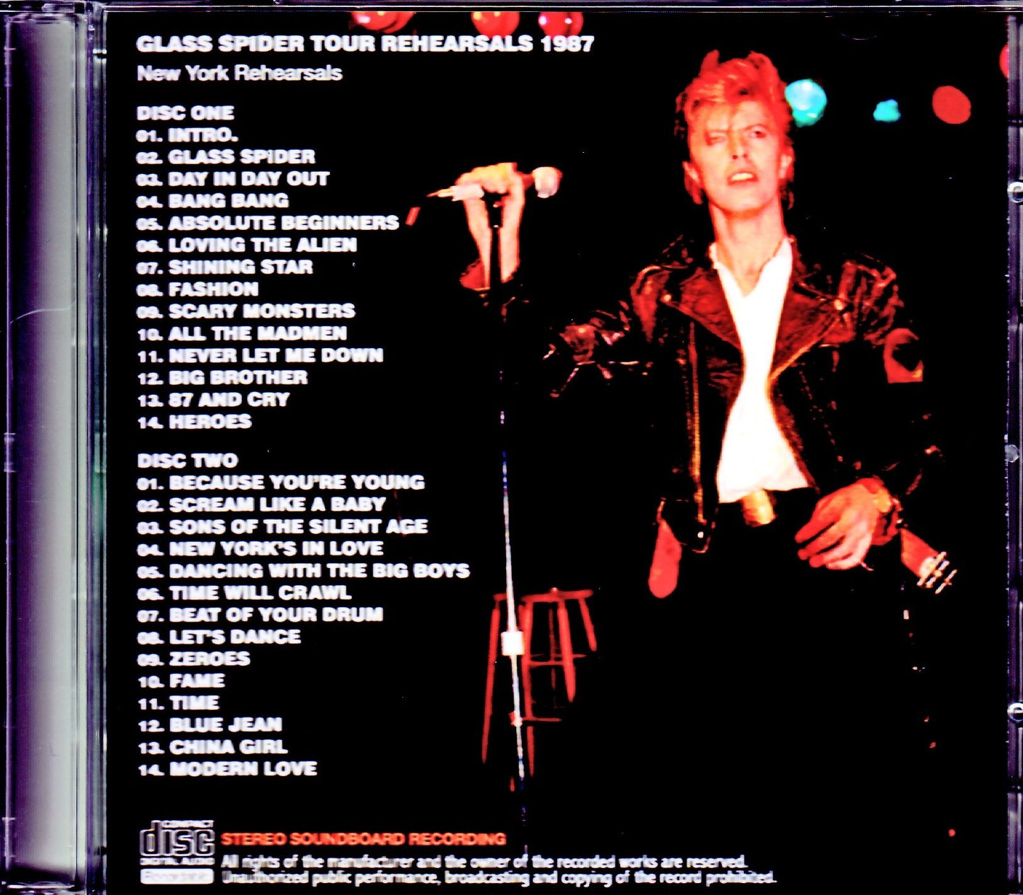 David Bowie/NY,USA 1987 Rehearsals