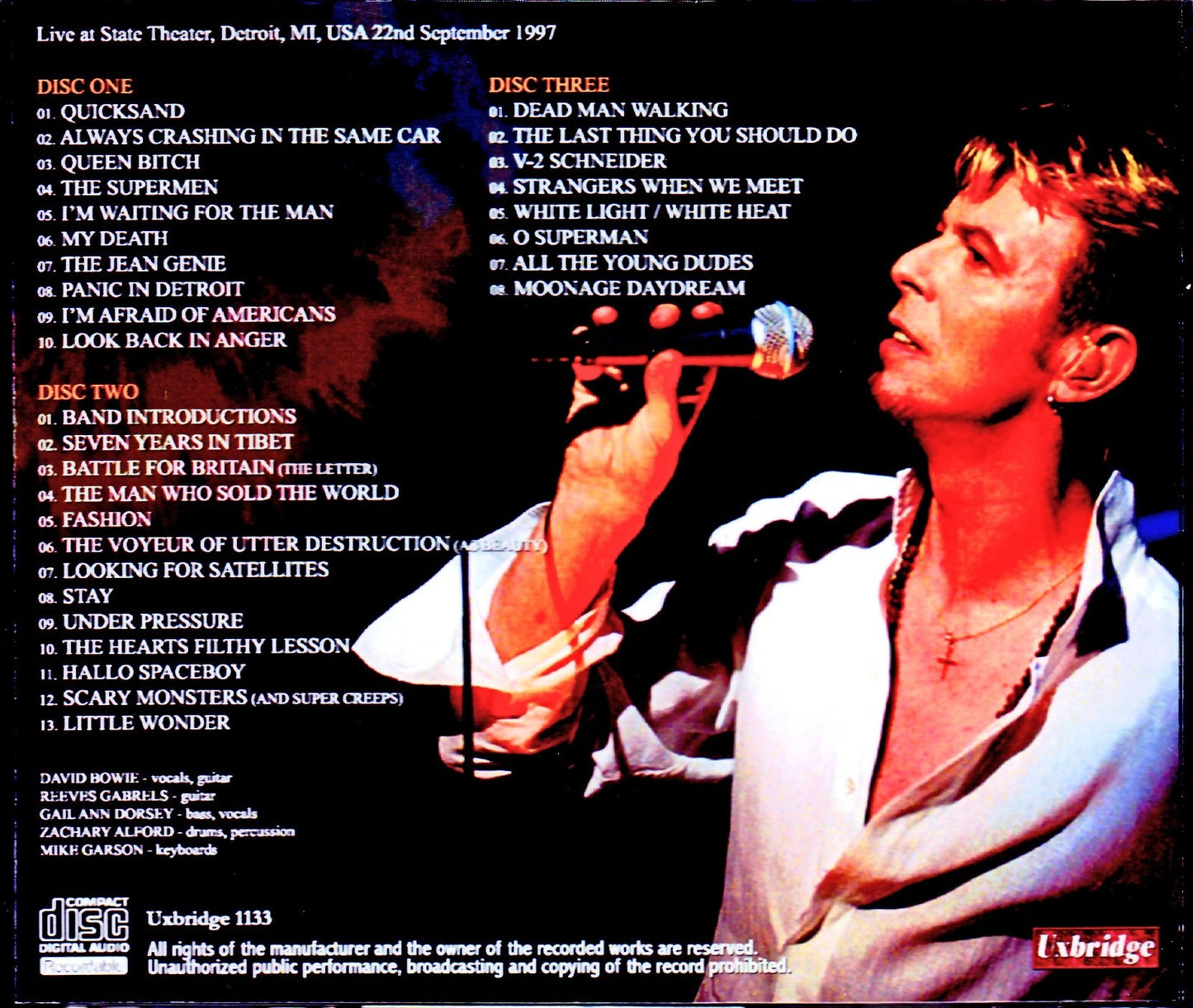 David Bowie/MI,USA 1997 DAT Master