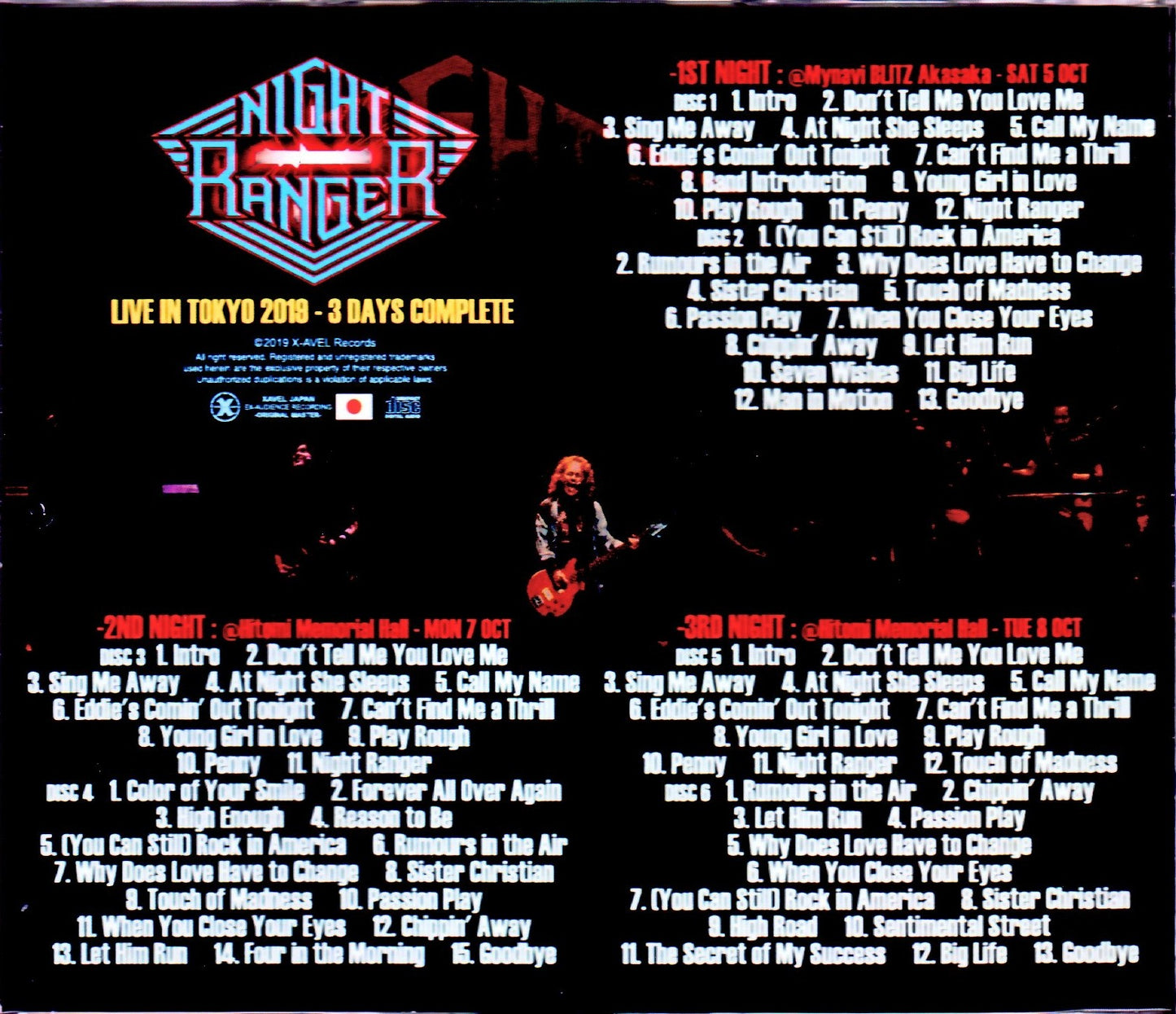 Night Ranger/Tokyo,Japan 2019 3 Days Complete
