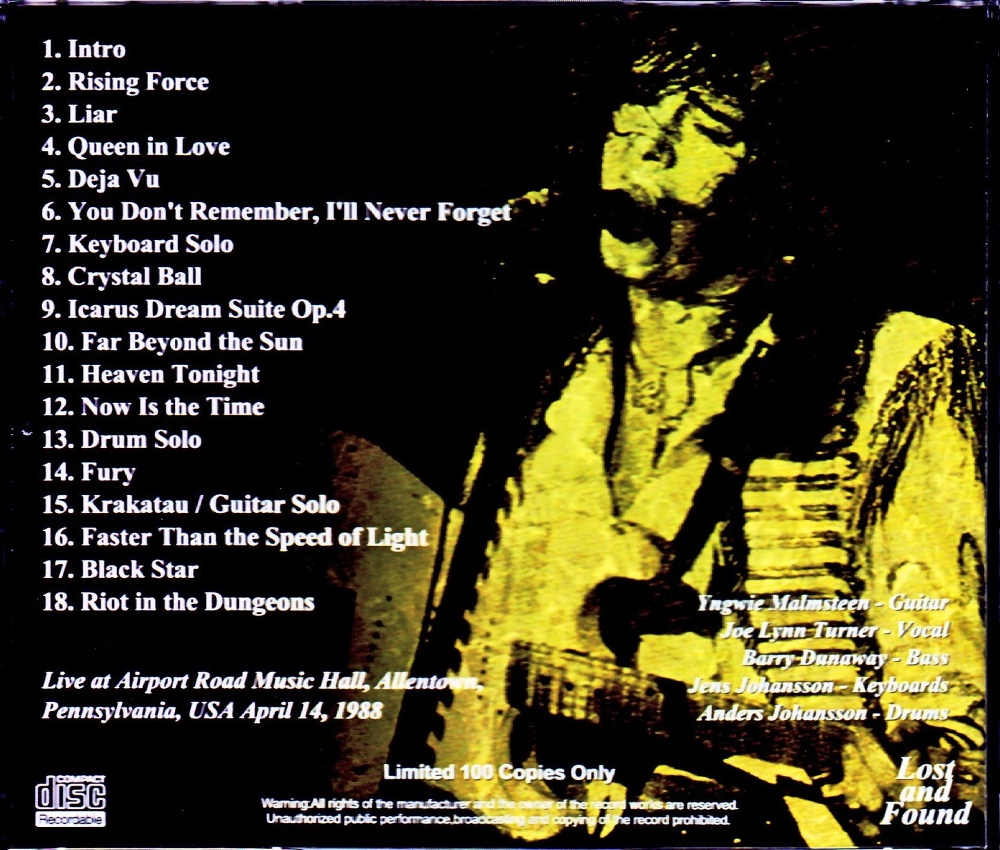 Yngwie J. Malmsteen's Rising Force/PA, USA 1988