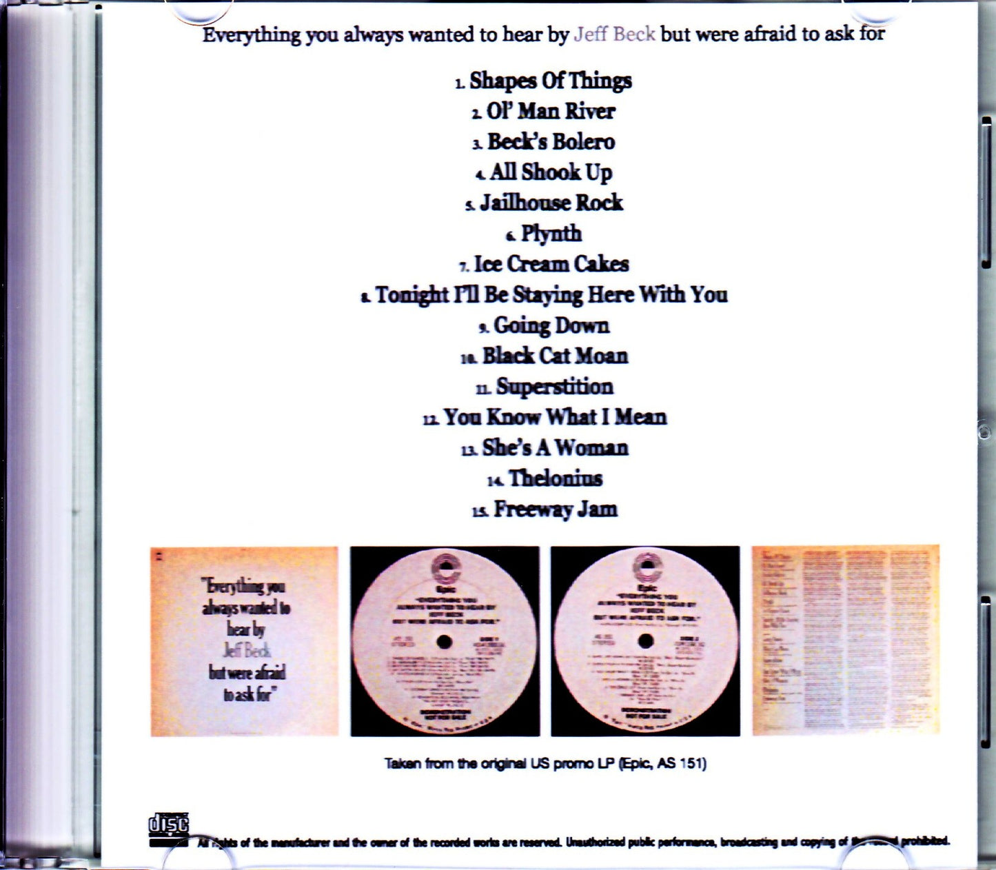 Jeff Beck/Everything you Always Wants to Hear by Jeff Beck But Were Afraid to Ask For Original US Promo LP Ver.