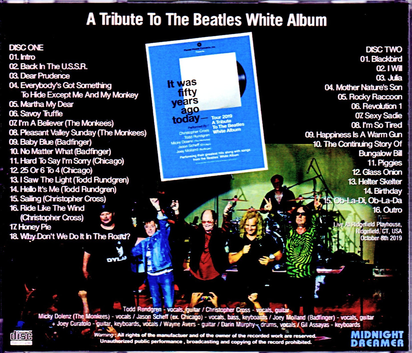Various Artists Christopher Cross,Monkees,Tod Rundgren/CT,USA 2019 Tribute to Beatles White Album