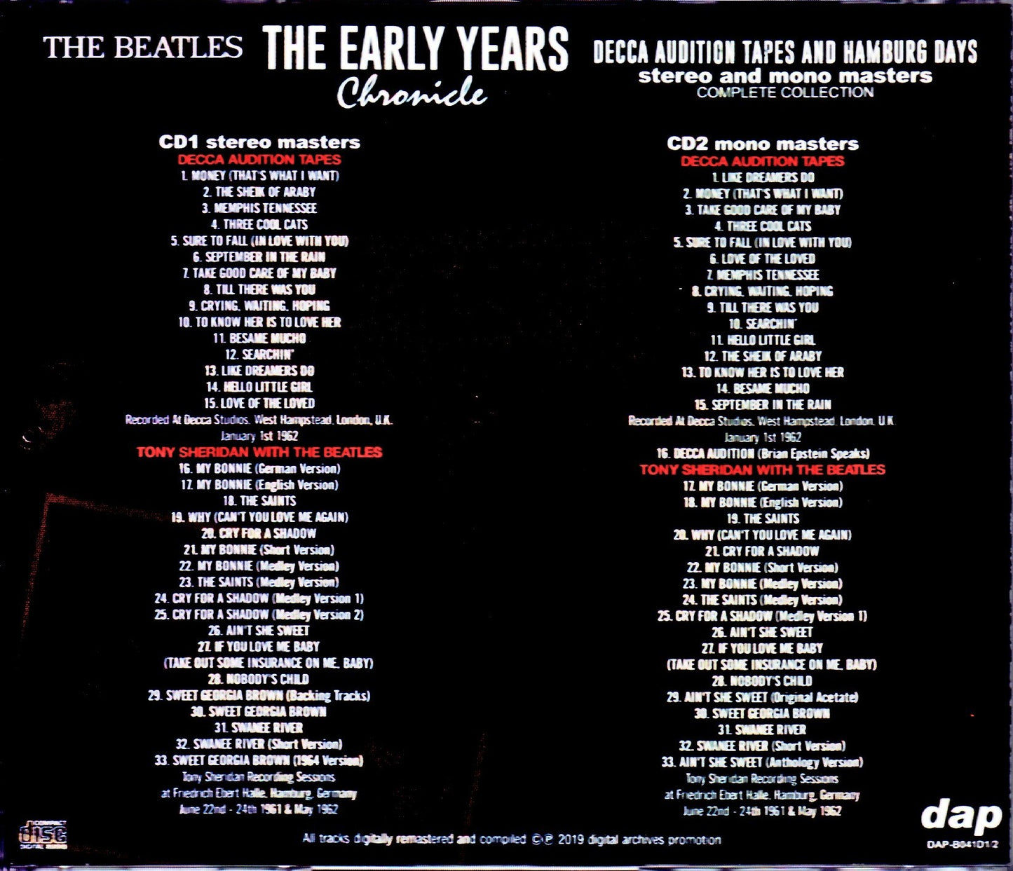 Beatles/Decca Audition Tapes and Hamburg Days