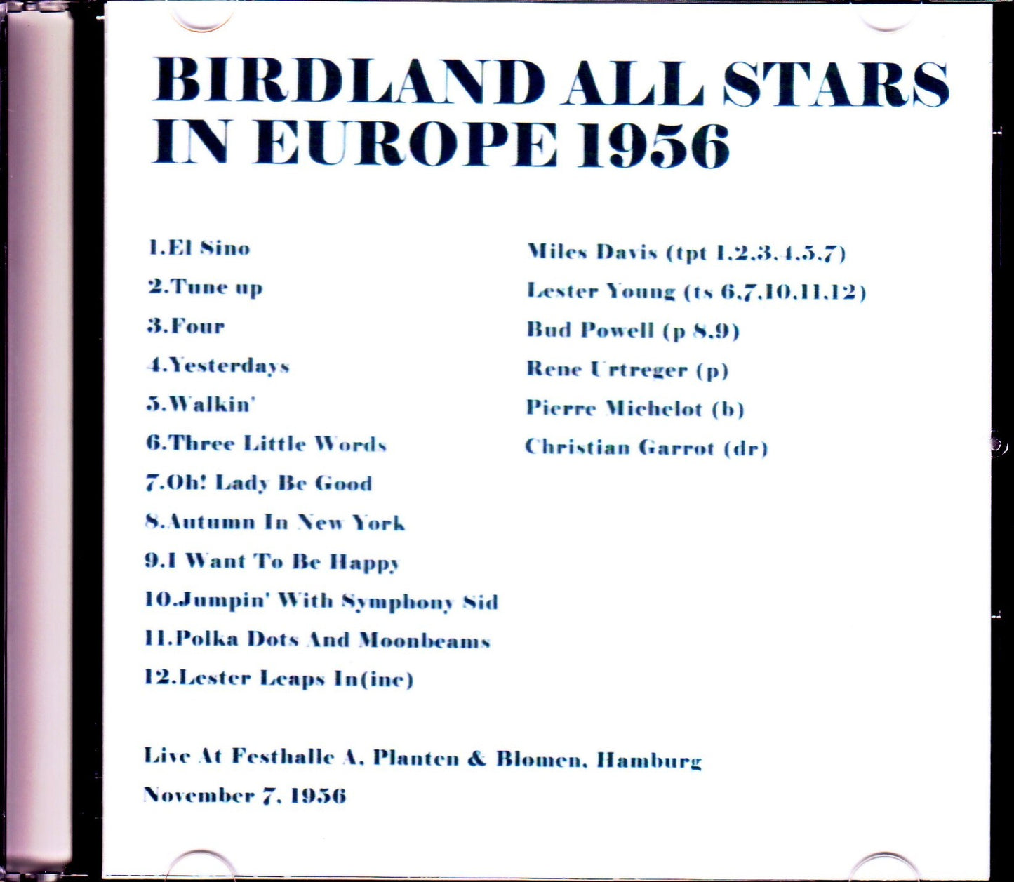 Birdland All Stars Miles Davis,Lester Young,Bud Powell/Germany 1956