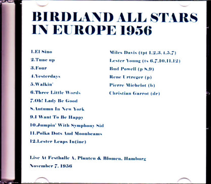 Birdland All Stars Miles Davis,Lester Young,Bud Powell/Germany 1956