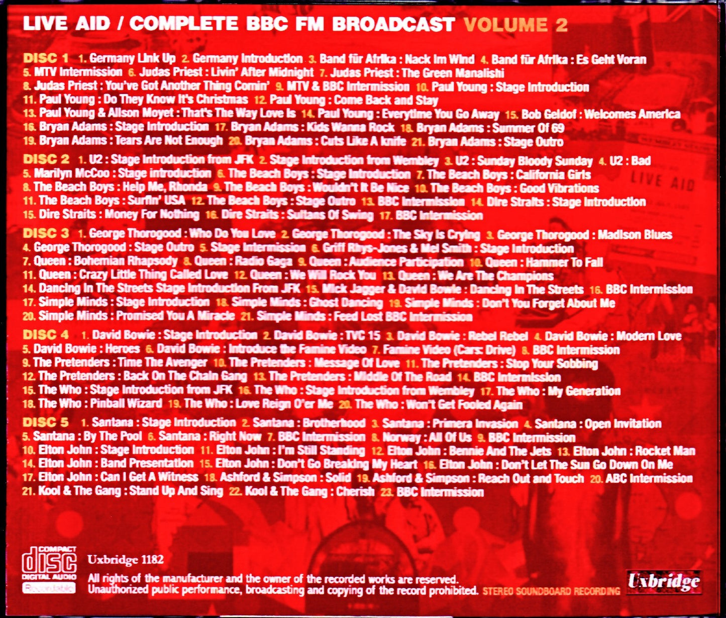Various Artists Who,The,Beach Boys,Queen,David Bowie,Elton John/London,UK & PA,USA 1985 Off-Air Mastrers Vol.2