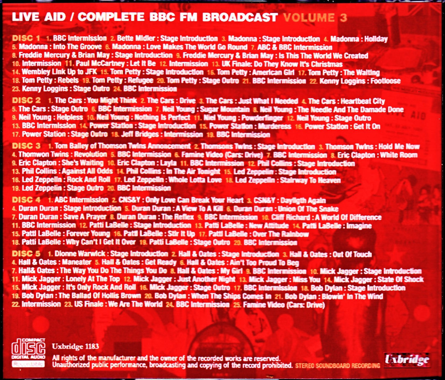 Various Artists Madonna,Paul McCartney,Hall & Oates,Bob Dylan,Duran Duran/London,UK & PA,USA 1985 Off-Air Mastrers Vol.3