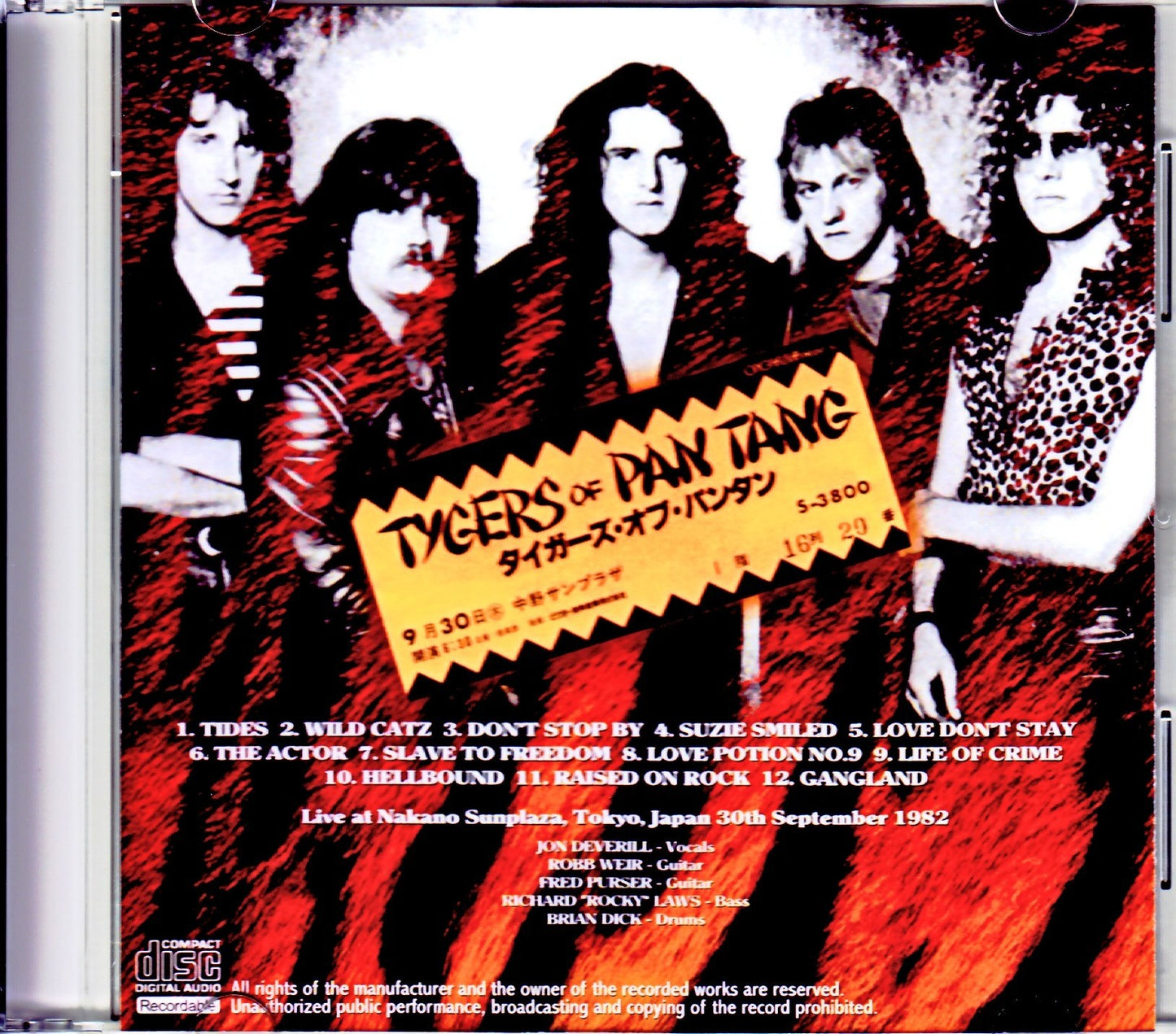 Tygers of Pan Tang/Tokyo,Japan 9.30.1982