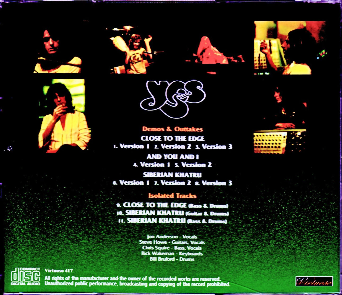Yes/Close to the Edge Demos & Outtakes, Isolated Tracks