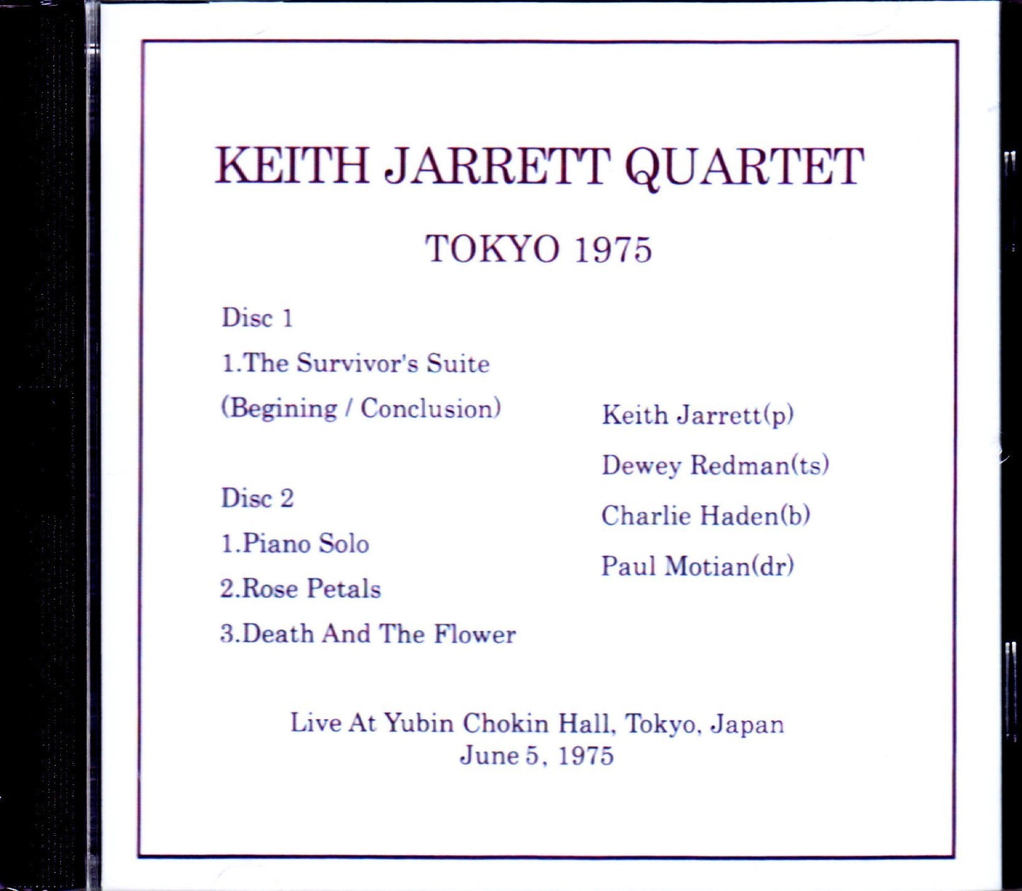 Keith Jarrett Quartet/Tokyo,Japan 6.5.1975