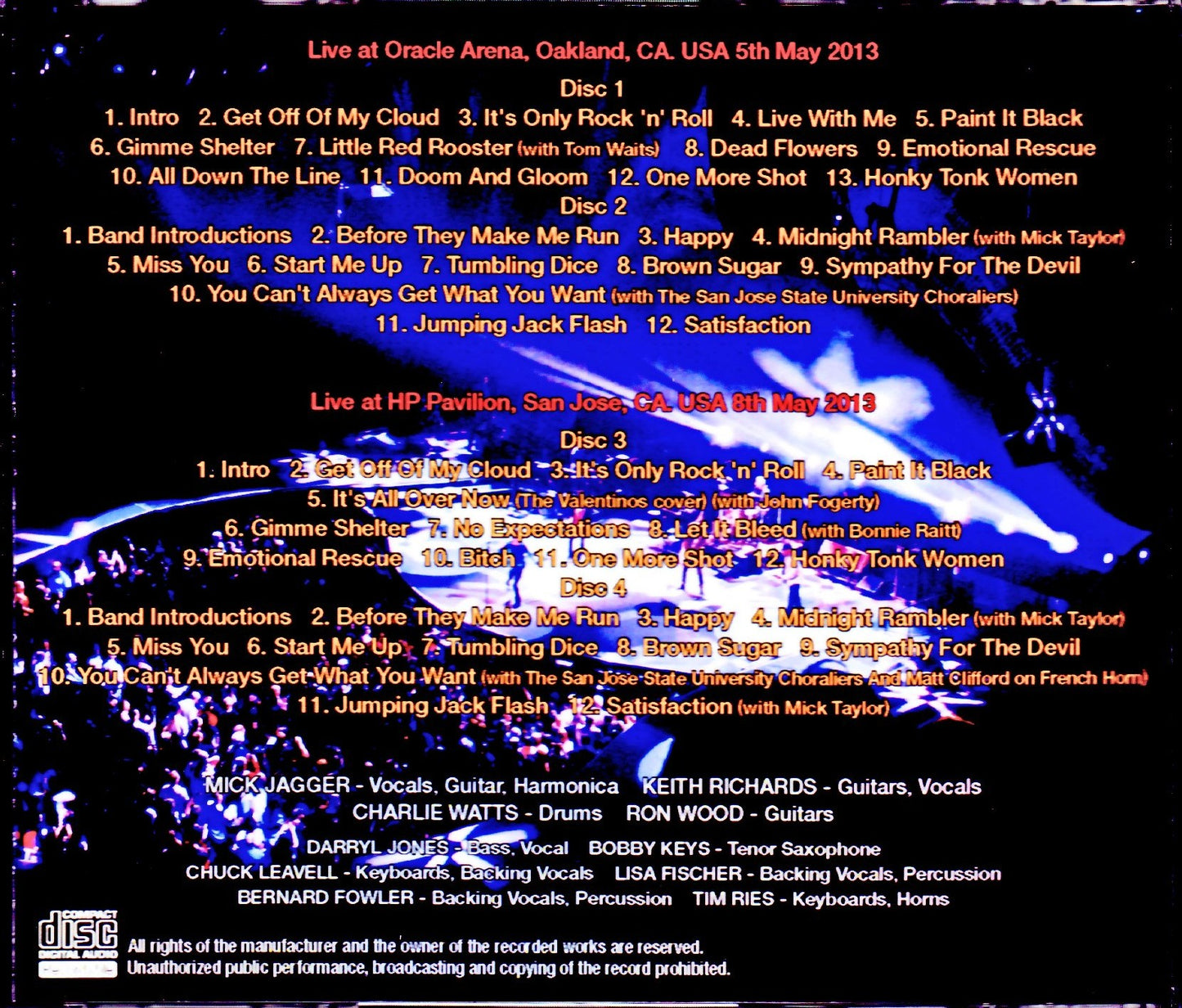 Rolling Stones/CA,USA 5.5 & 8.2013 Complete