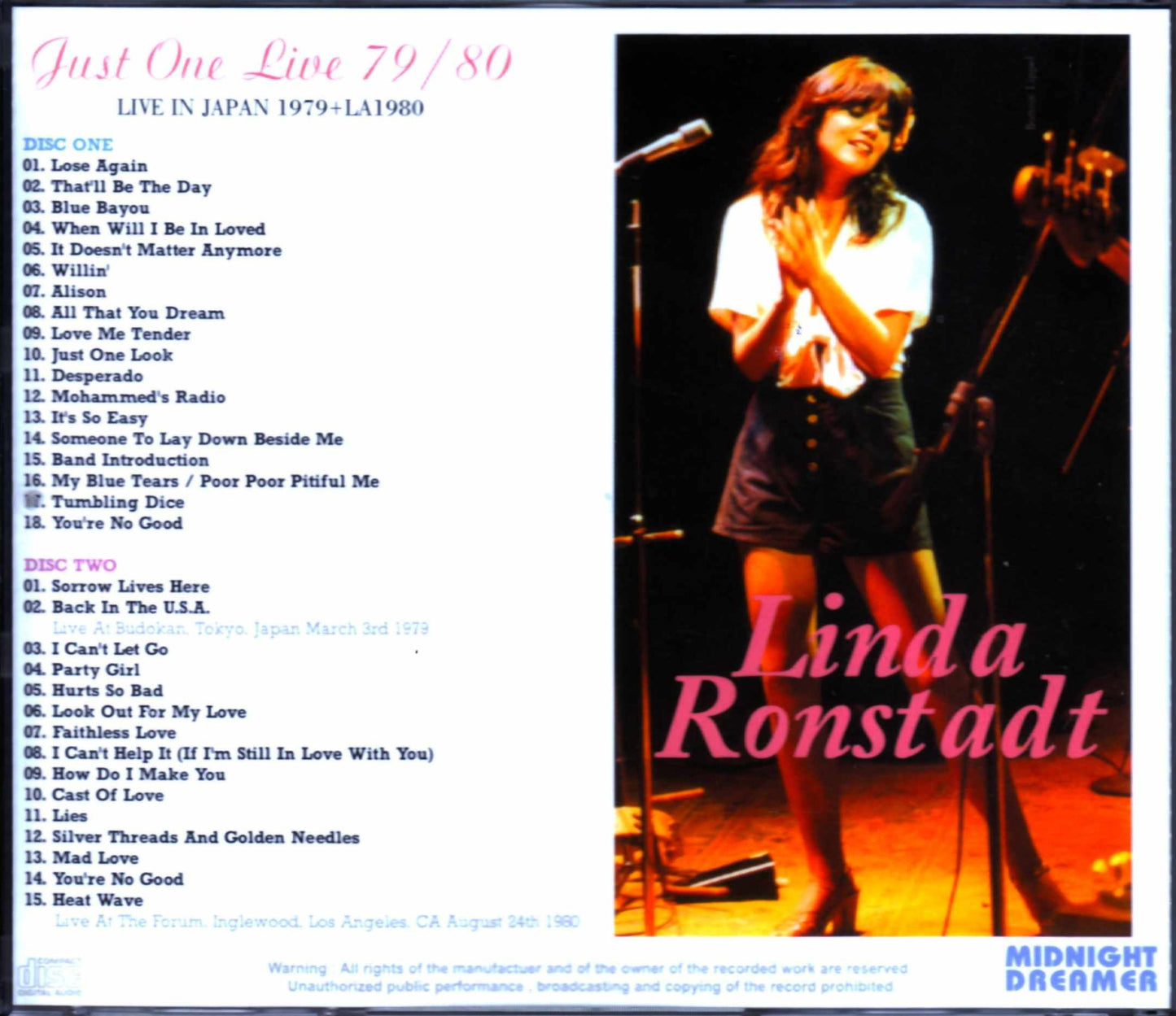 Linda Ronstadt/Tokyo,Japan 1979 & more