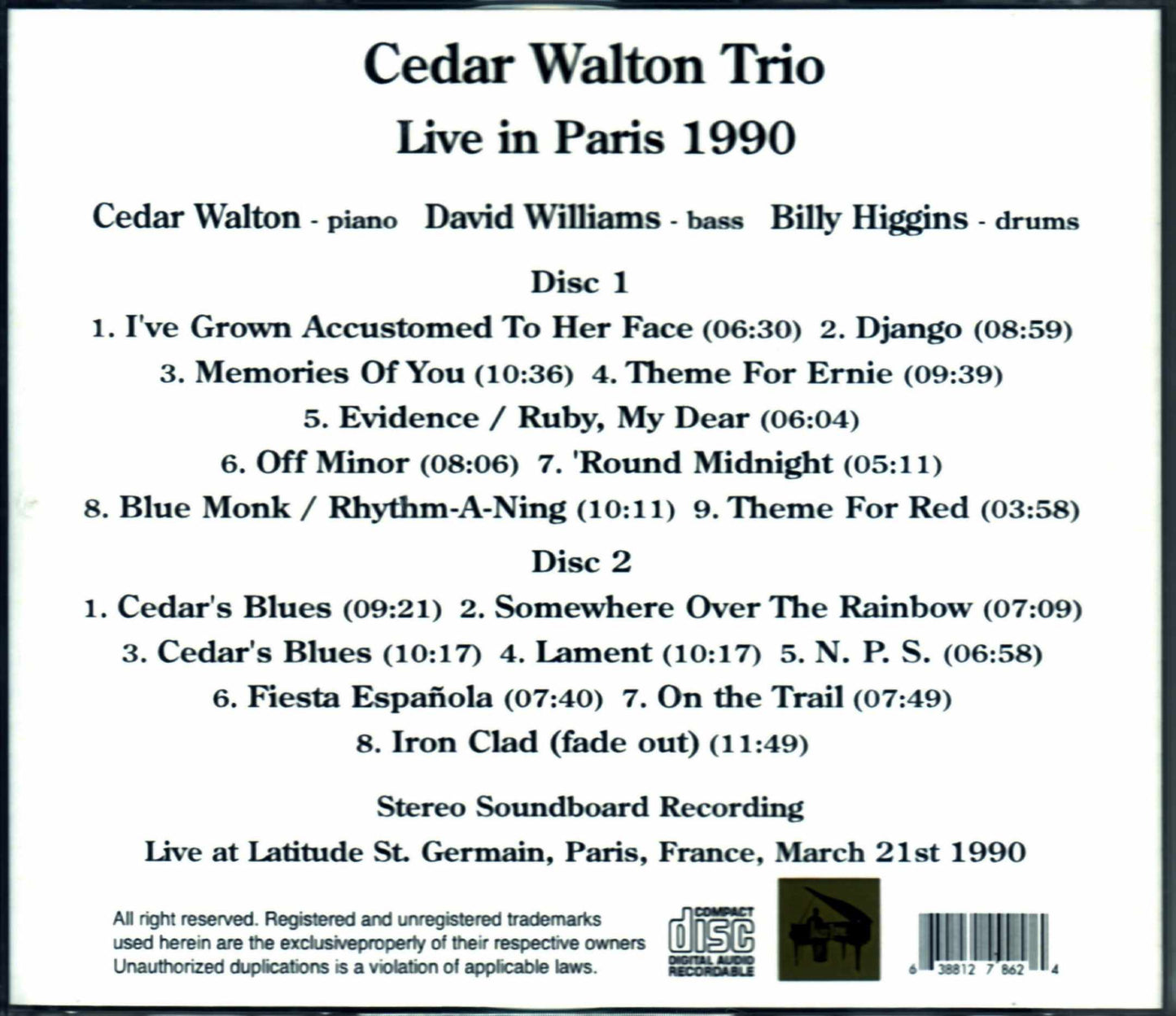 Cedar Walton Trio/France 1990