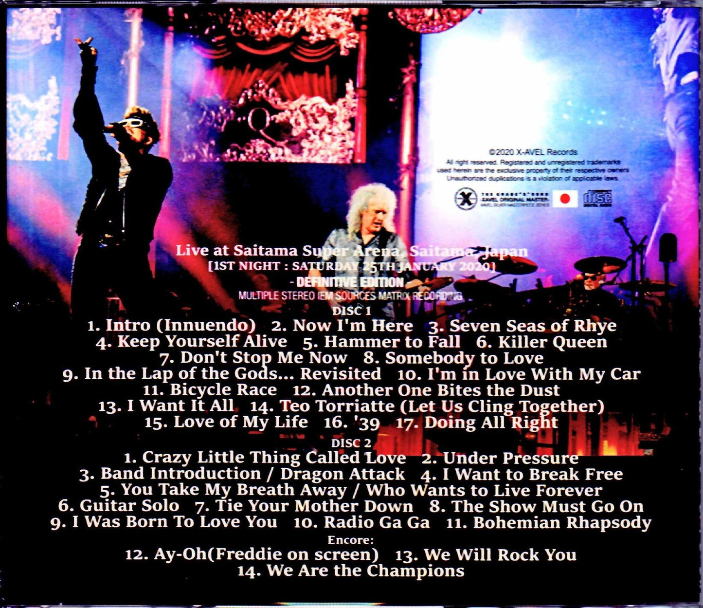 Queen,Adam Lambert/Saitama,Japan 1.25.2020 IEM Matrix Version