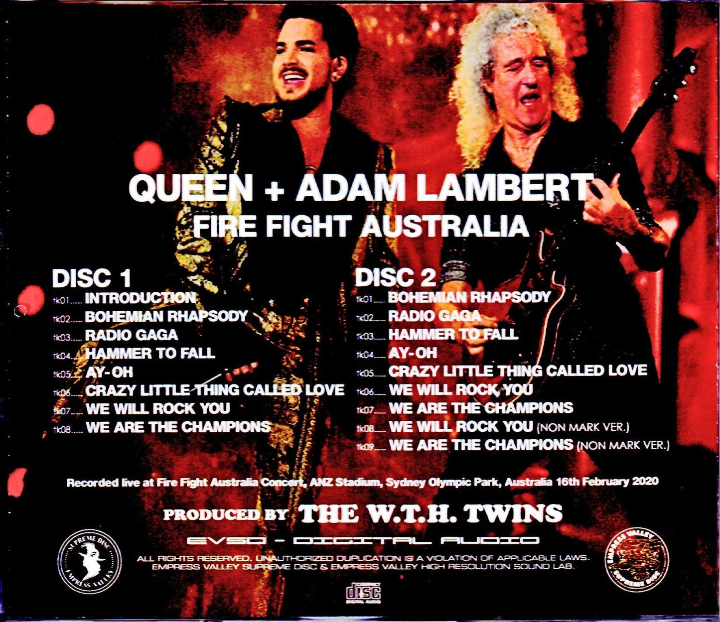 Queen,Adam Lambert/Australia 2020 S & V